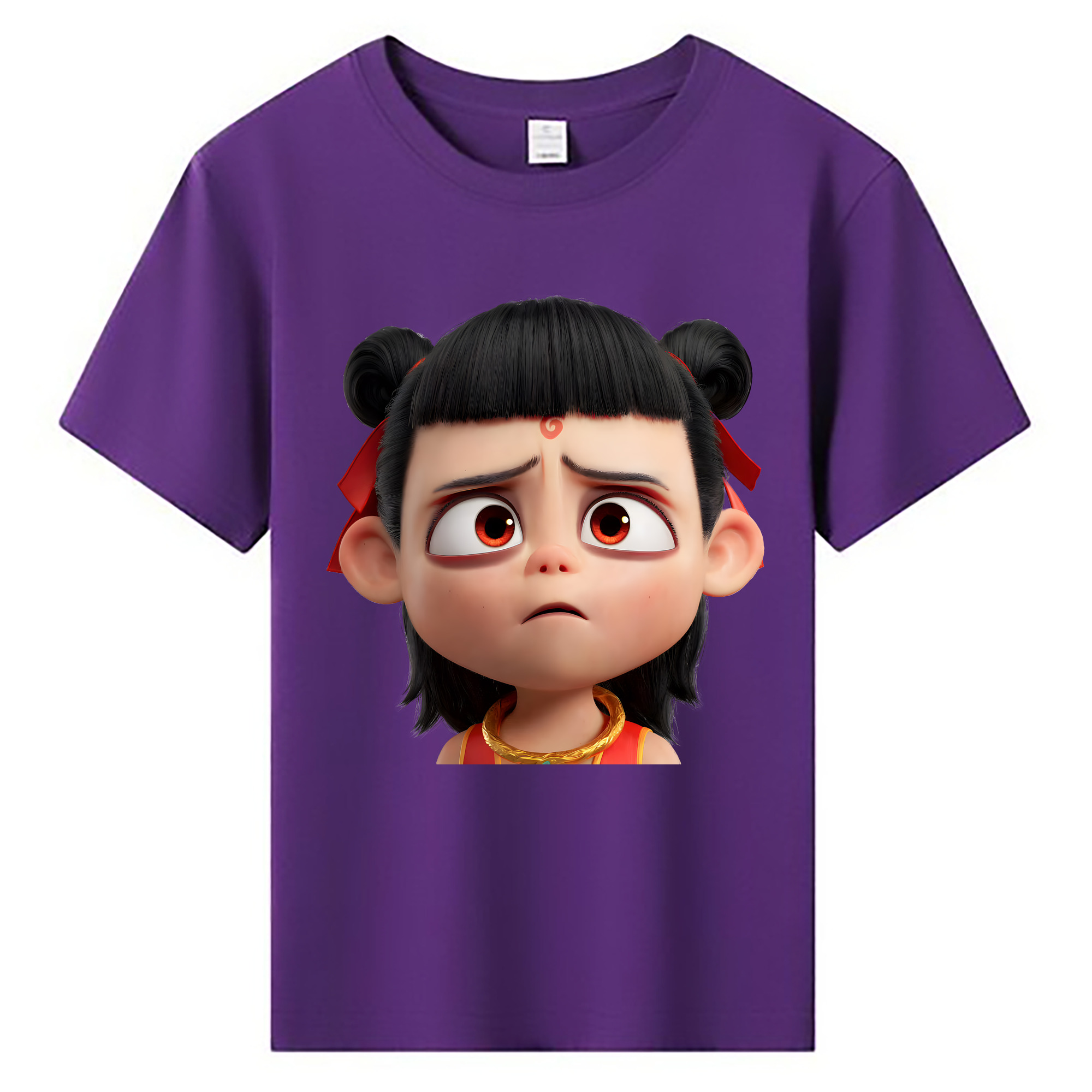 （画像用） Ne Zha 2 ナタ 魔童の大暴れ 綿100％キッズTシャツ（フロントプリント）