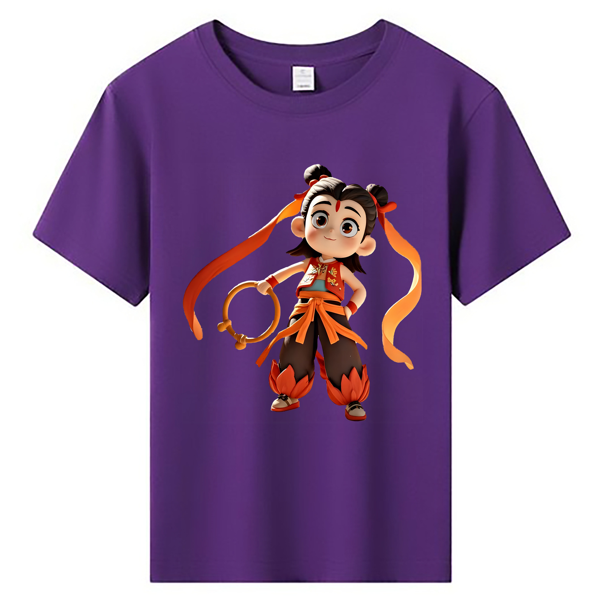 （画像用） Ne Zha 2 ナタ 魔童の大暴れ 綿100％キッズTシャツ（フロントプリント）