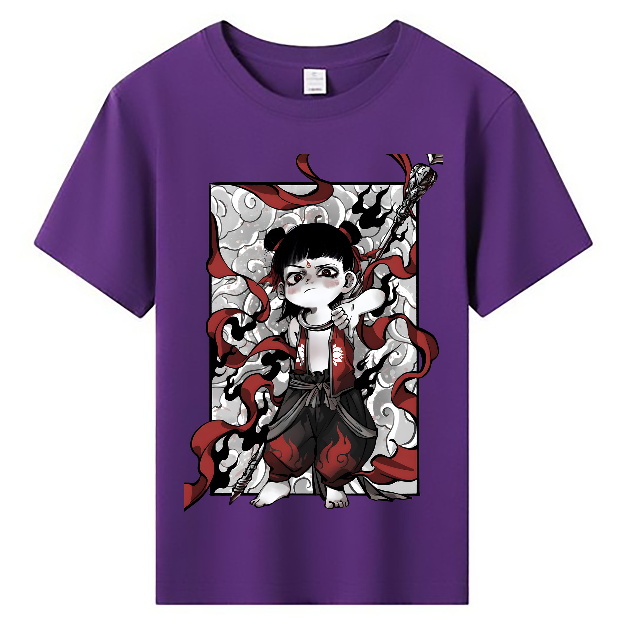 （画像用） Ne Zha 2 ナタ 魔童の大暴れ 綿100％キッズTシャツ（フロントプリント）