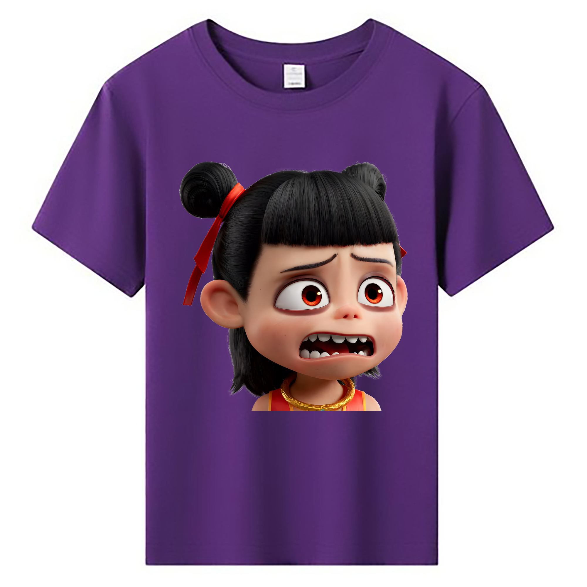 （画像用） Ne Zha 2 ナタ 魔童の大暴れ 綿100％キッズTシャツ（フロントプリント）