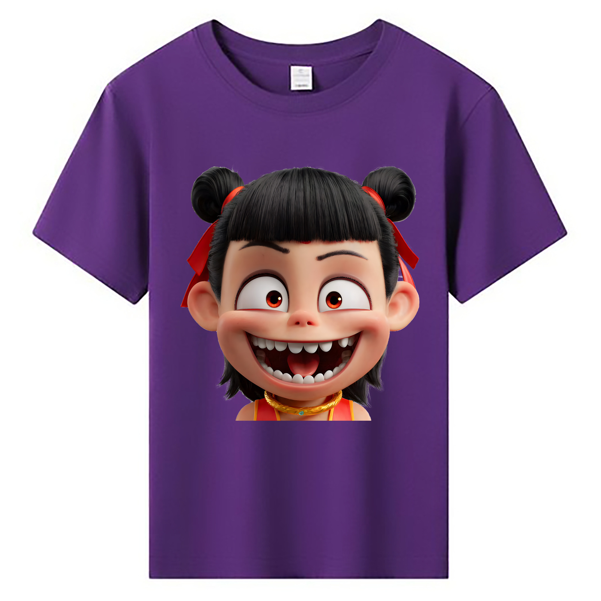 （画像用） Ne Zha 2 ナタ 魔童の大暴れ 綿100％キッズTシャツ（フロントプリント）