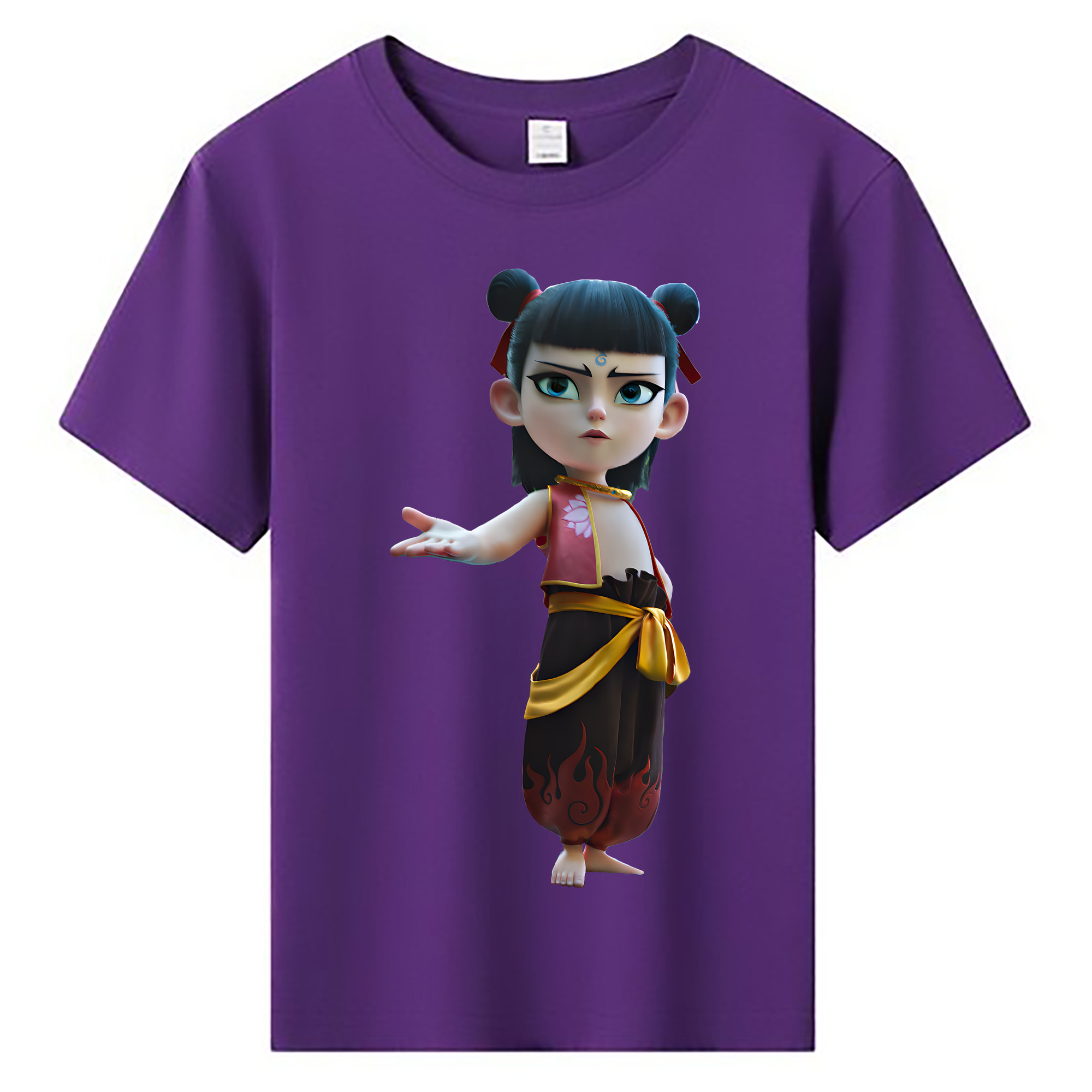 （画像用） Ne Zha 2 ナタ 魔童の大暴れ 綿100％キッズTシャツ（フロントプリント）