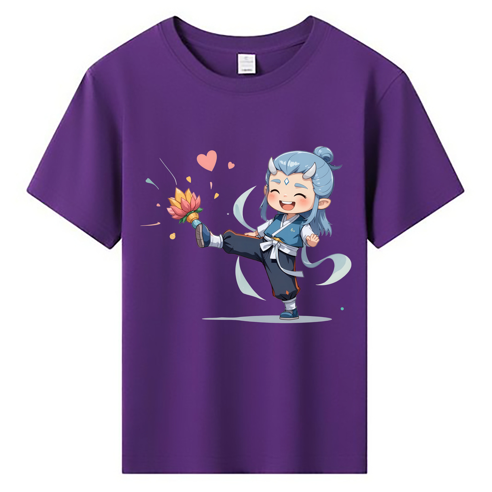 （画像用） Ne Zha 2 ナタ 魔童の大暴れ 綿100％キッズTシャツ（フロントプリント）
