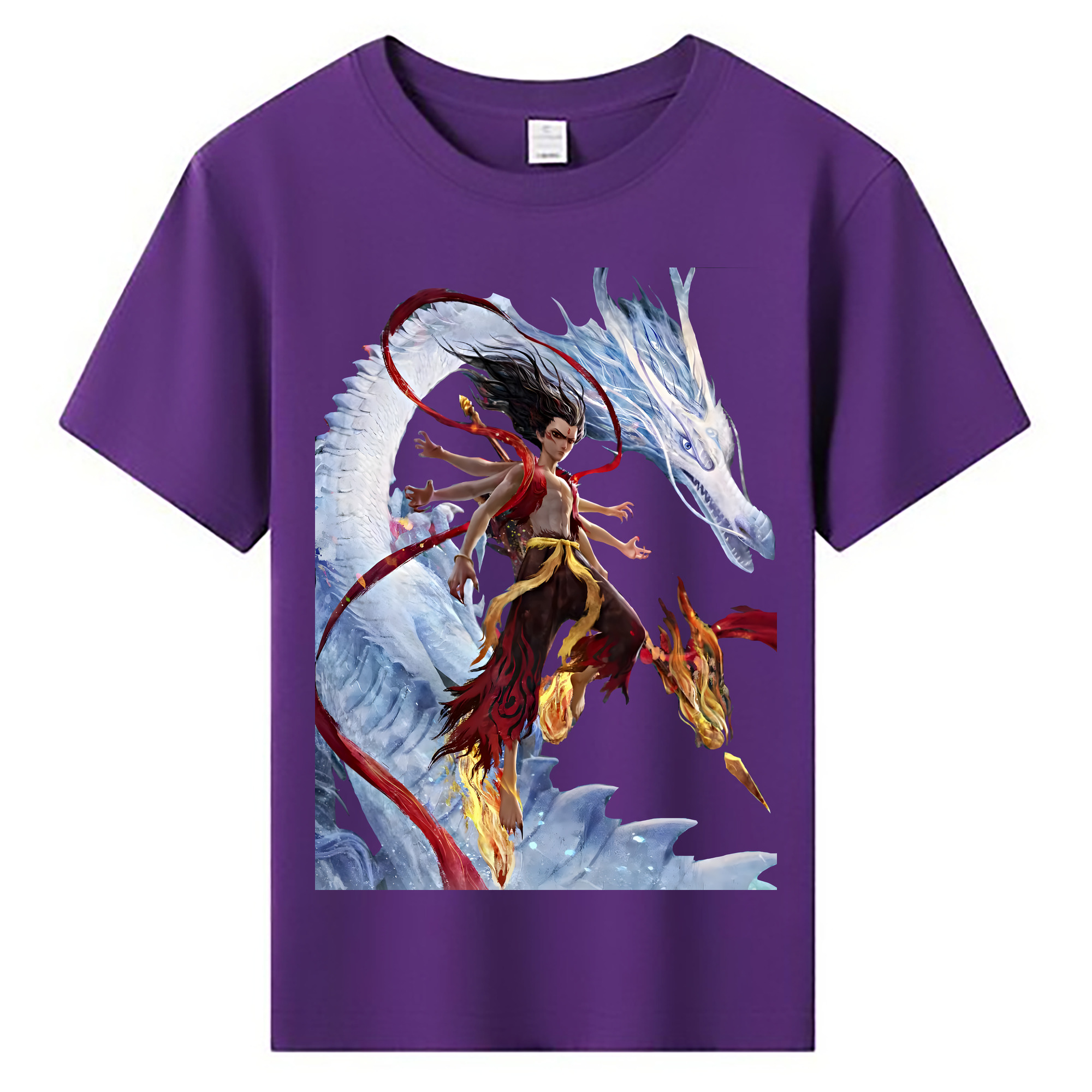 （画像用） Ne Zha 2 ナタ 魔童の大暴れ 綿100％キッズTシャツ（フロントプリント）