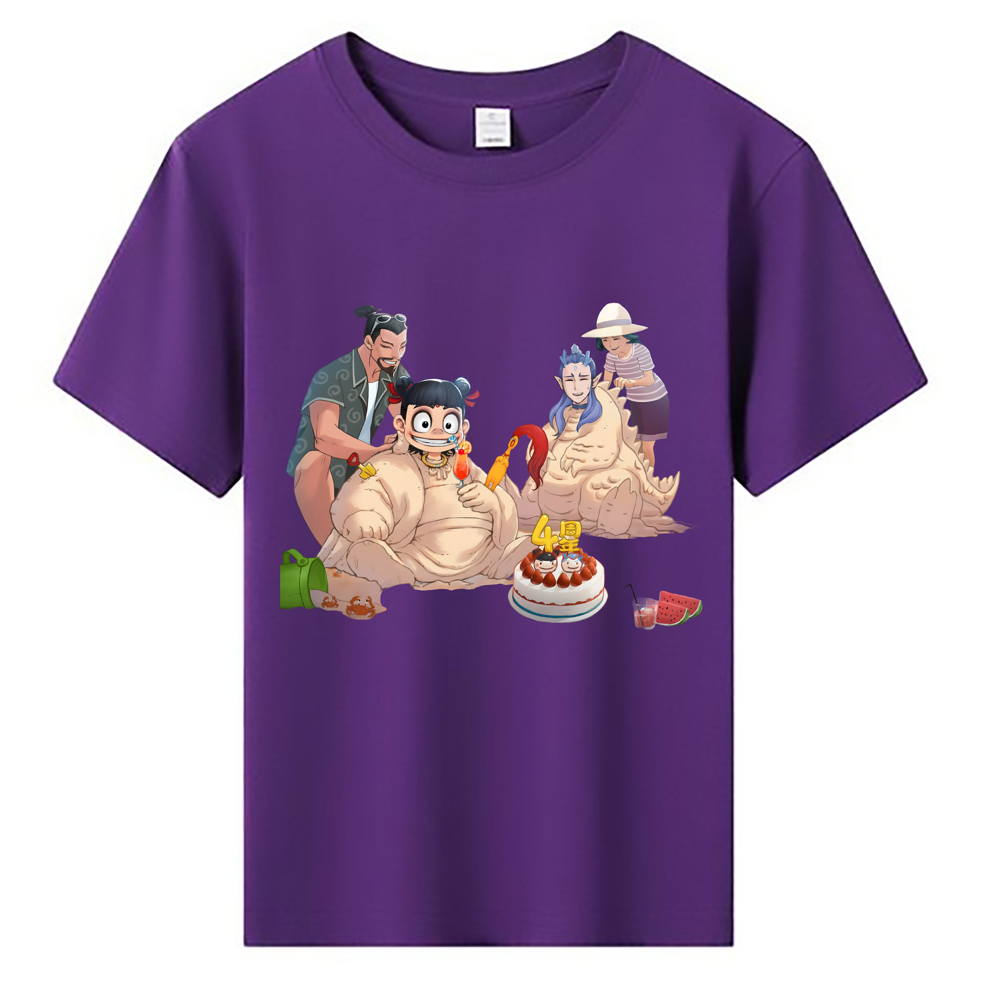 （画像用） Ne Zha 2 ナタ 魔童の大暴れ 綿100％キッズTシャツ（フロントプリント）