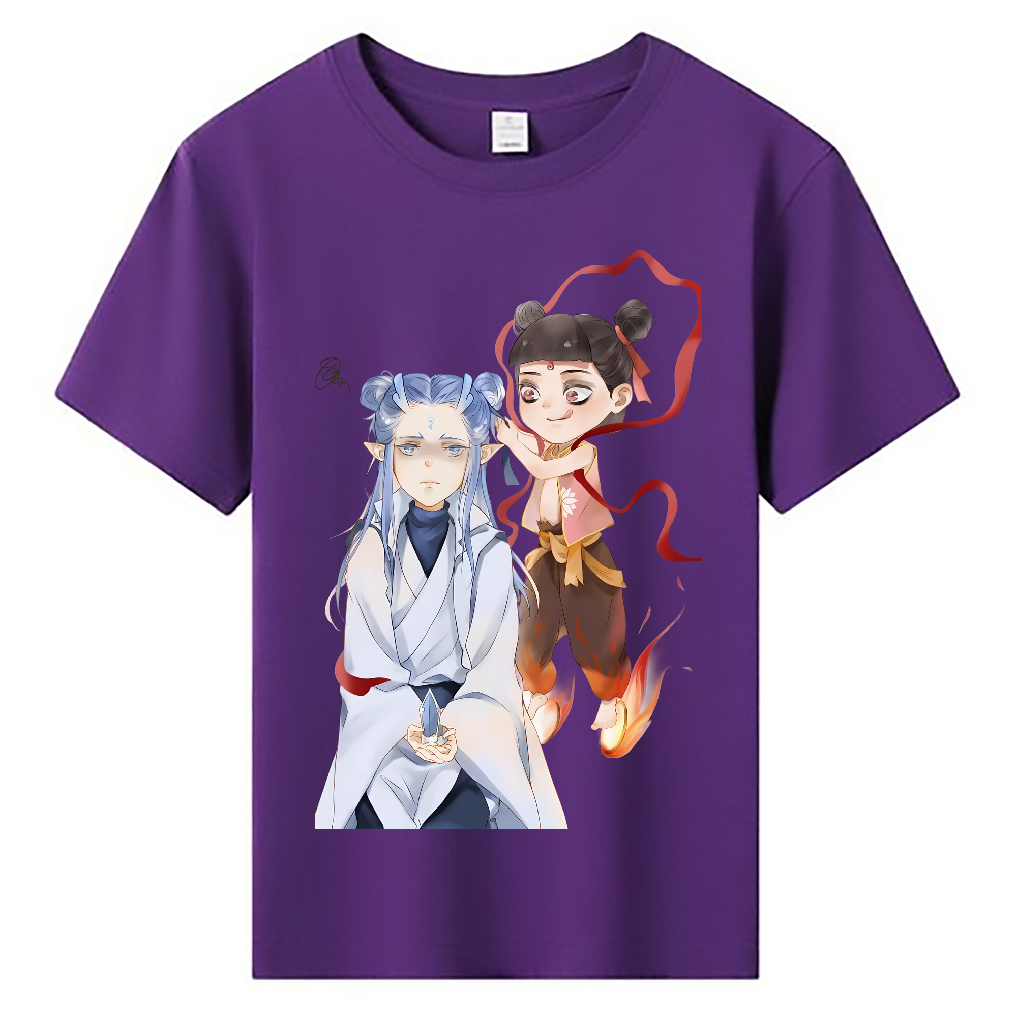 （画像用） Ne Zha 2 ナタ 魔童の大暴れ 綿100％キッズTシャツ（フロントプリント）