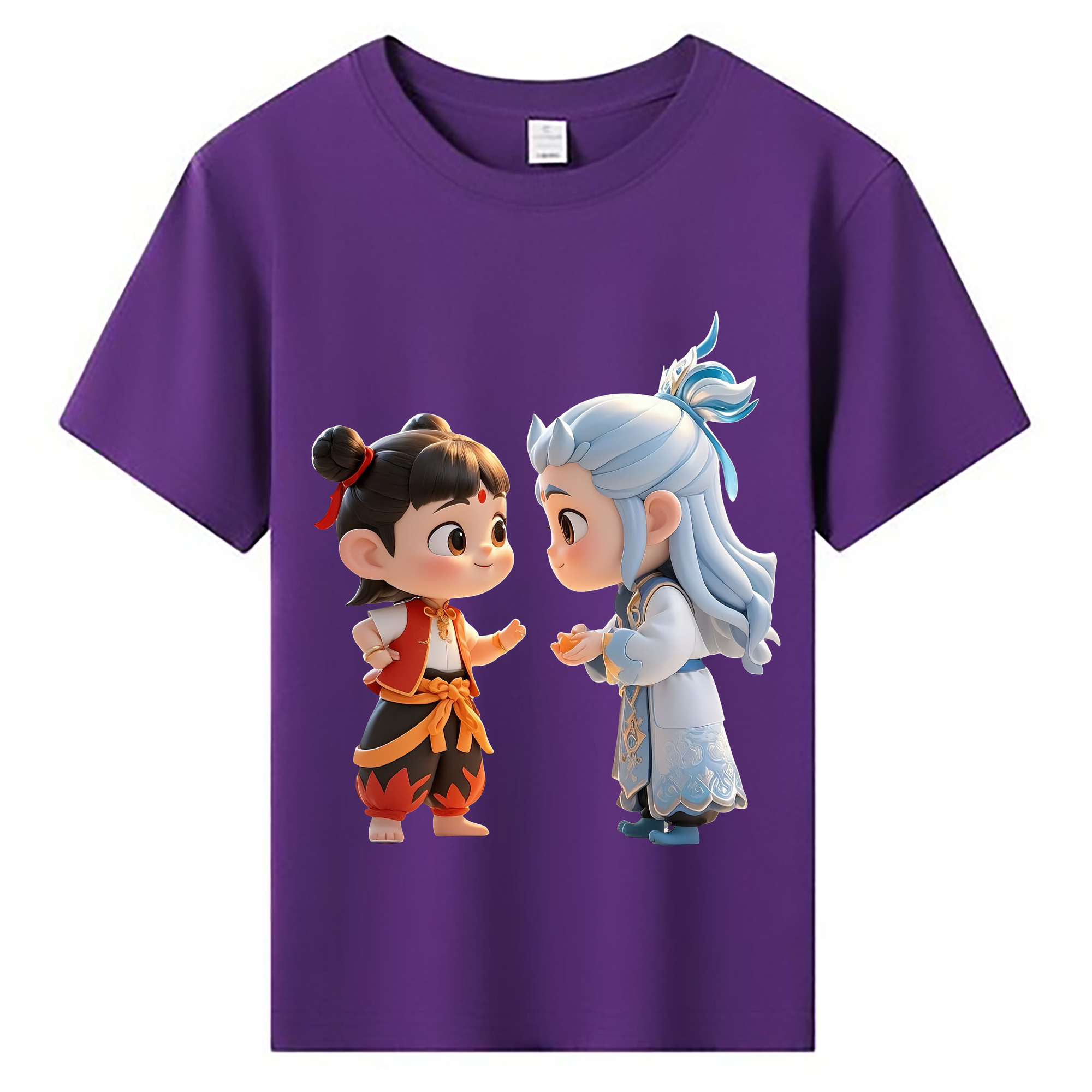（画像用） Ne Zha 2 ナタ 魔童の大暴れ 綿100％キッズTシャツ（フロントプリント）