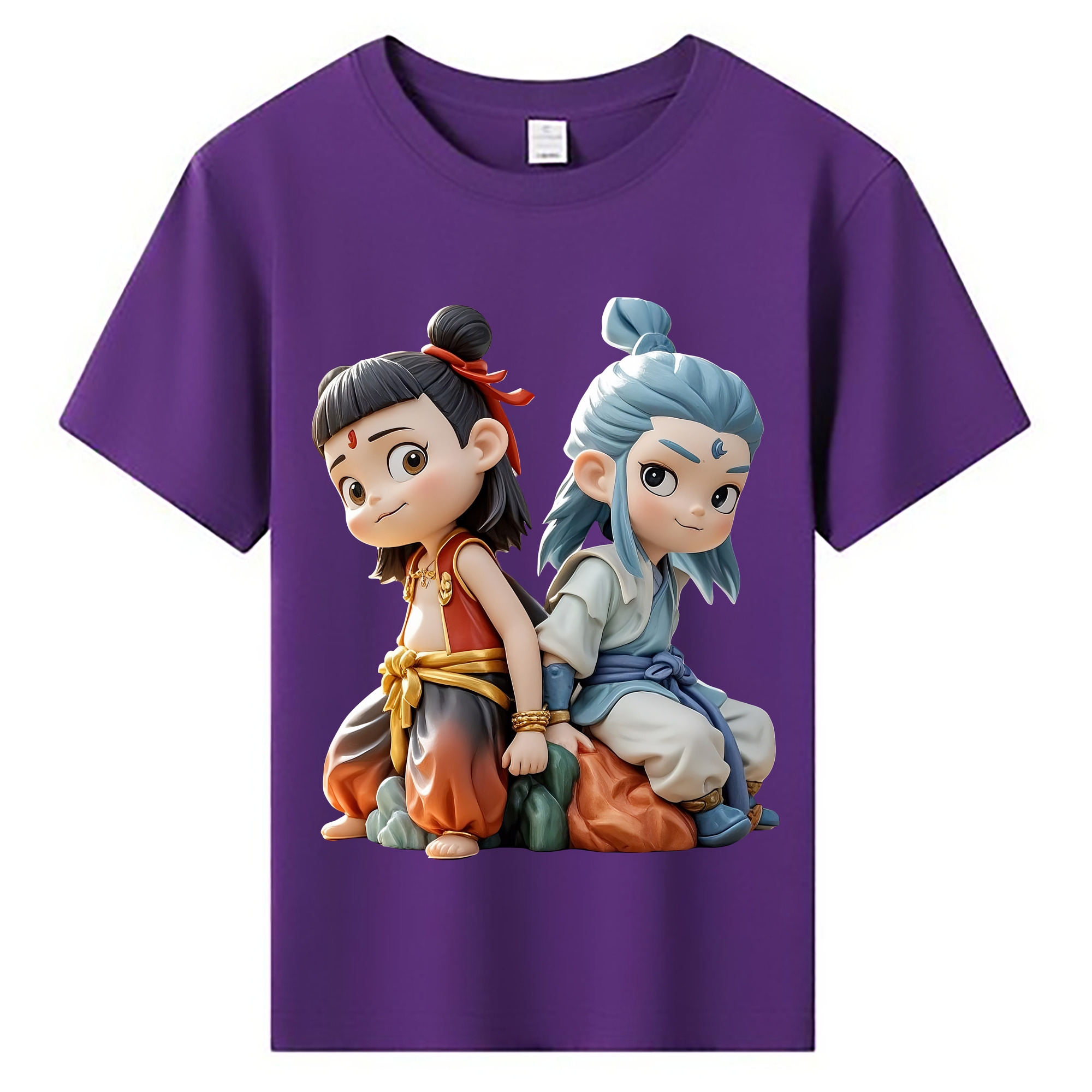 （画像用） Ne Zha 2 ナタ 魔童の大暴れ 綿100％キッズTシャツ（フロントプリント）