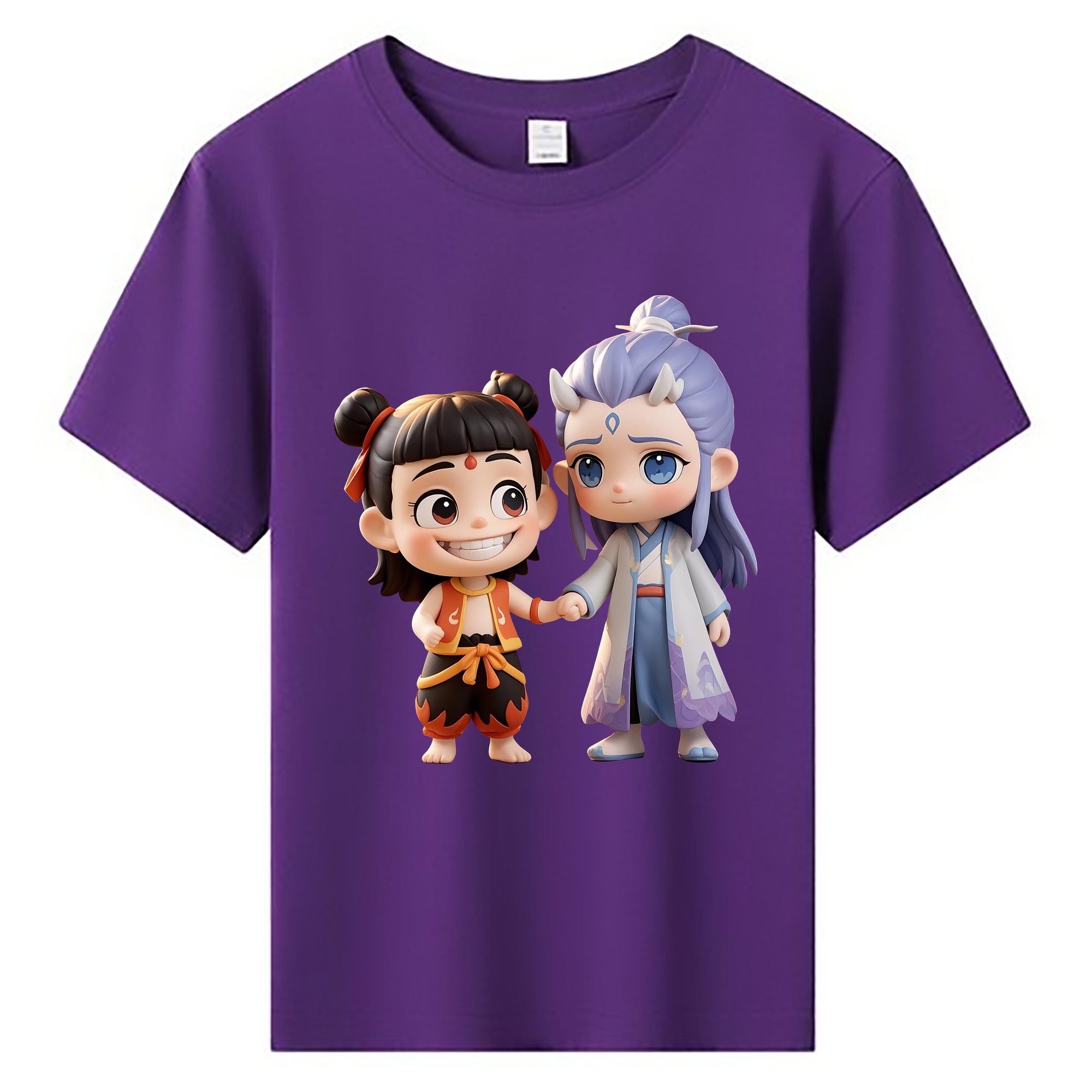 （画像用） Ne Zha 2 ナタ 魔童の大暴れ 綿100％キッズTシャツ（フロントプリント）