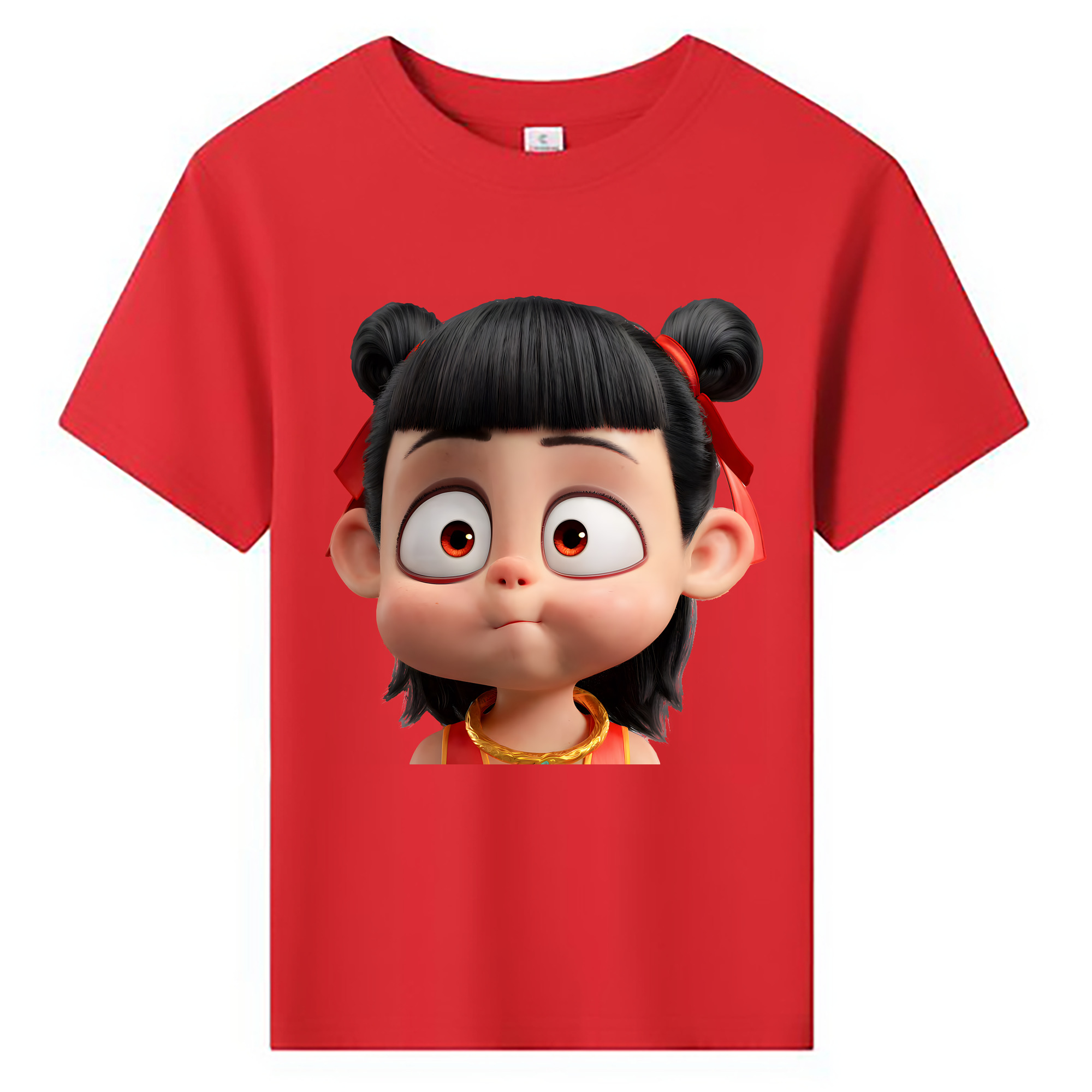 （画像用） Ne Zha 2 ナタ 魔童の大暴れ 綿100％キッズTシャツ（フロントプリント）