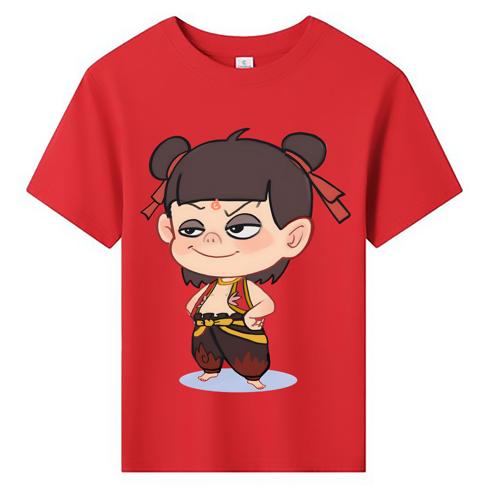 （画像用） Ne Zha 2 ナタ 魔童の大暴れ 綿100％キッズTシャツ（フロントプリント）