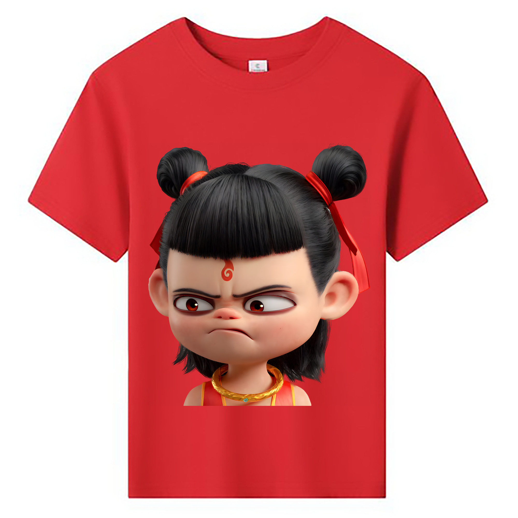 （画像用） Ne Zha 2 ナタ 魔童の大暴れ 綿100％キッズTシャツ（フロントプリント）