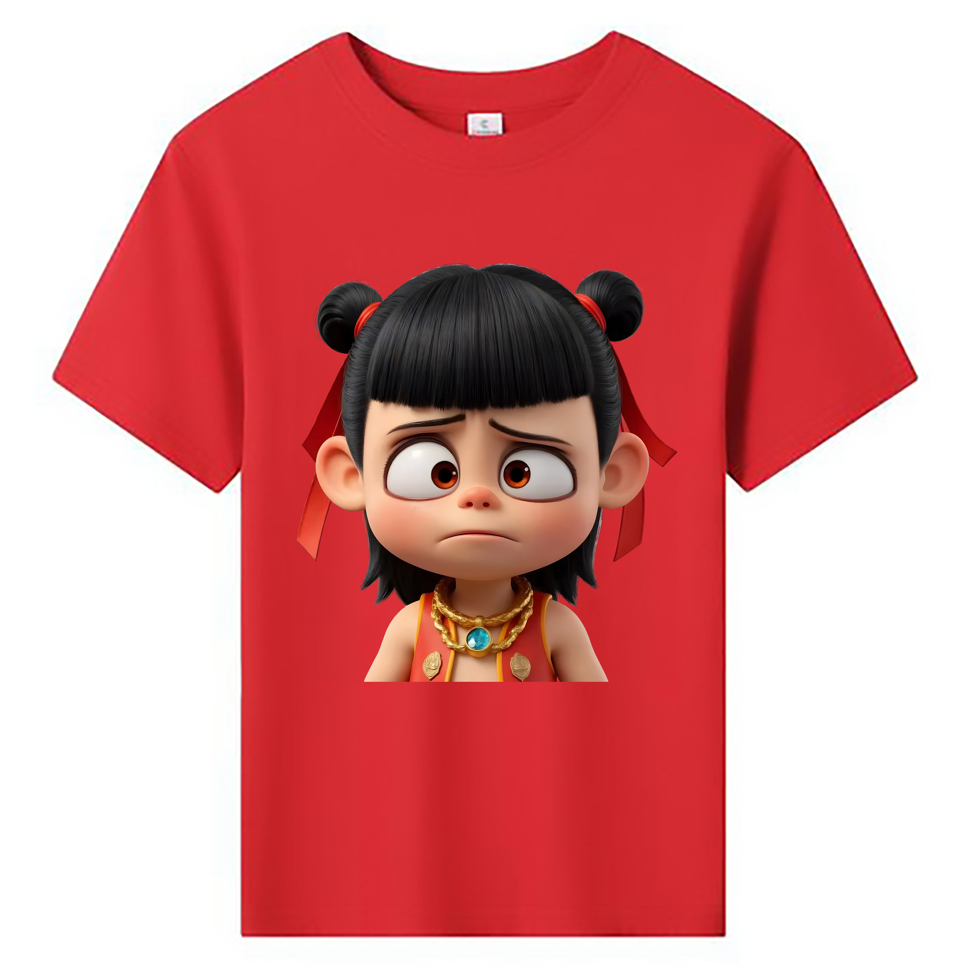 （画像用） Ne Zha 2 ナタ 魔童の大暴れ 綿100％キッズTシャツ（フロントプリント）