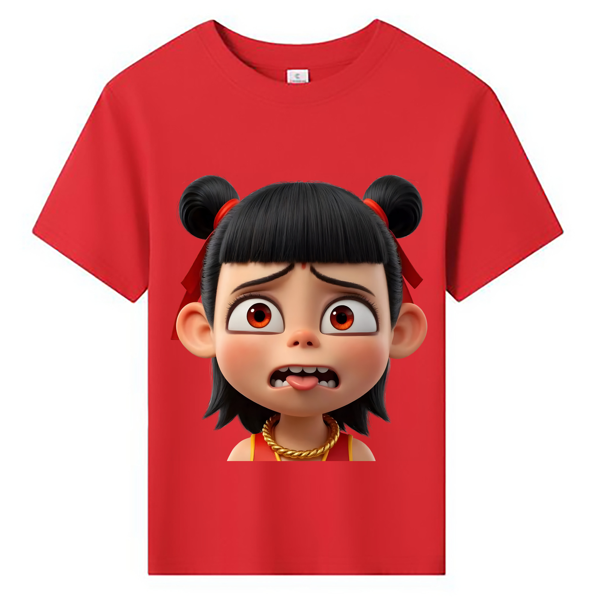 （画像用） Ne Zha 2 ナタ 魔童の大暴れ 綿100％キッズTシャツ（フロントプリント）