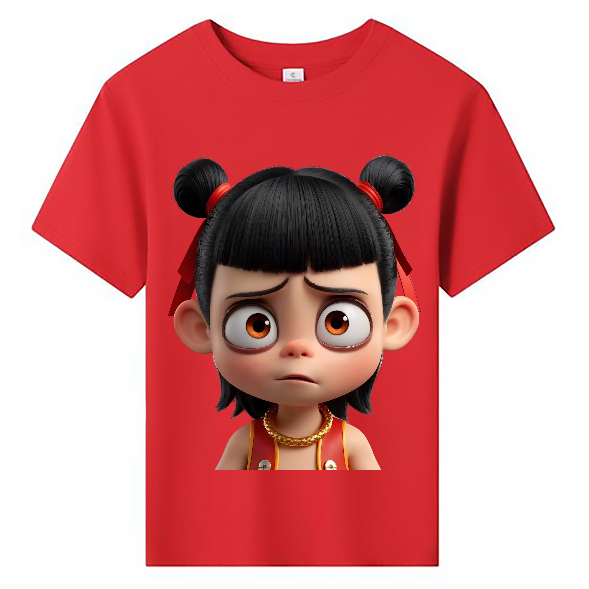 （画像用） Ne Zha 2 ナタ 魔童の大暴れ 綿100％キッズTシャツ（フロントプリント）