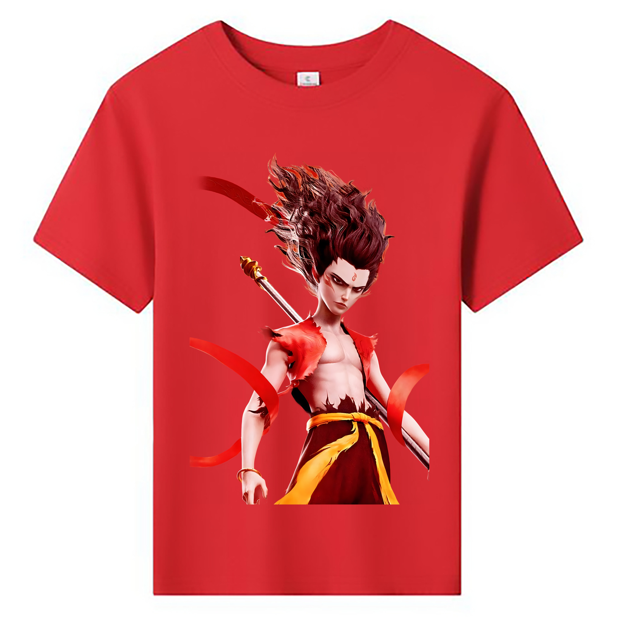 （画像用） Ne Zha 2 ナタ 魔童の大暴れ 綿100％キッズTシャツ（フロントプリント）