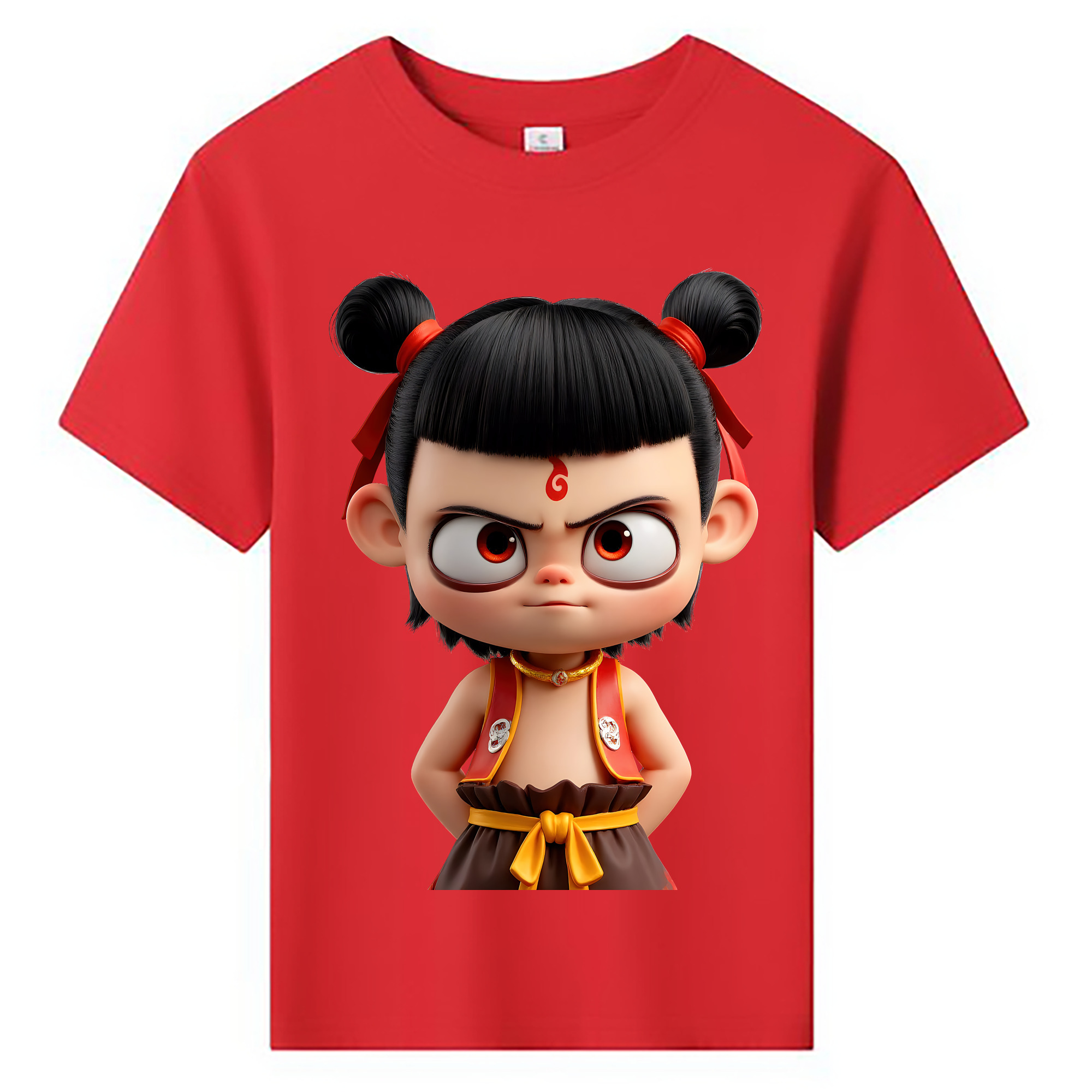 （画像用） Ne Zha 2 ナタ 魔童の大暴れ 綿100％キッズTシャツ（フロントプリント）