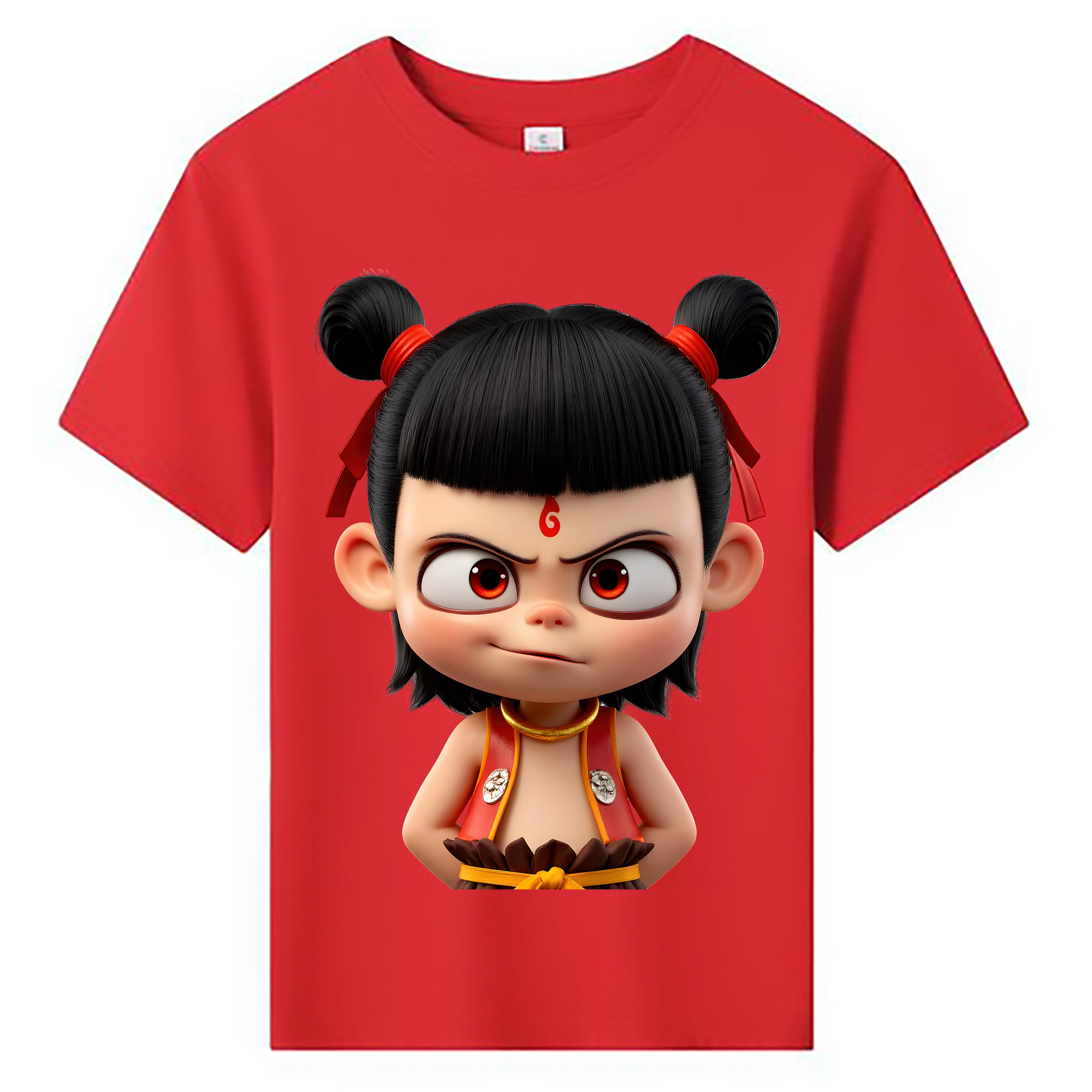 （画像用） Ne Zha 2 ナタ 魔童の大暴れ 綿100％キッズTシャツ（フロントプリント）