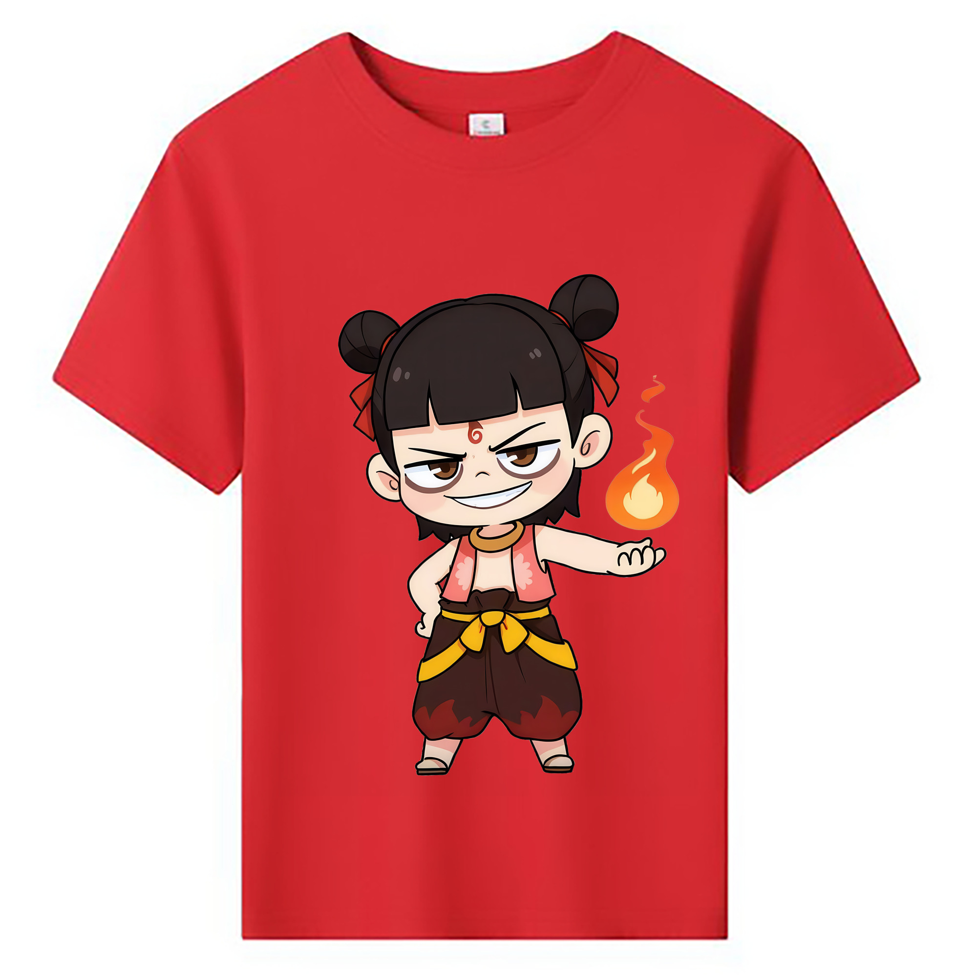 （画像用） Ne Zha 2 ナタ 魔童の大暴れ 綿100％キッズTシャツ（フロントプリント）