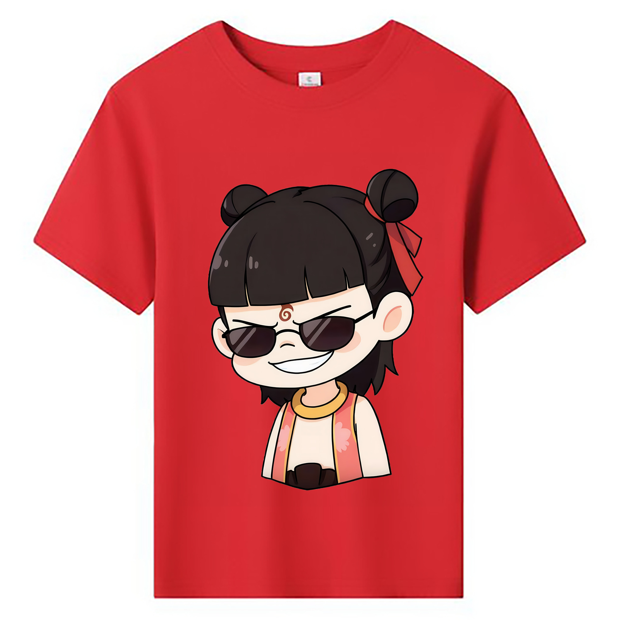 （画像用） Ne Zha 2 ナタ 魔童の大暴れ 綿100％キッズTシャツ（フロントプリント）