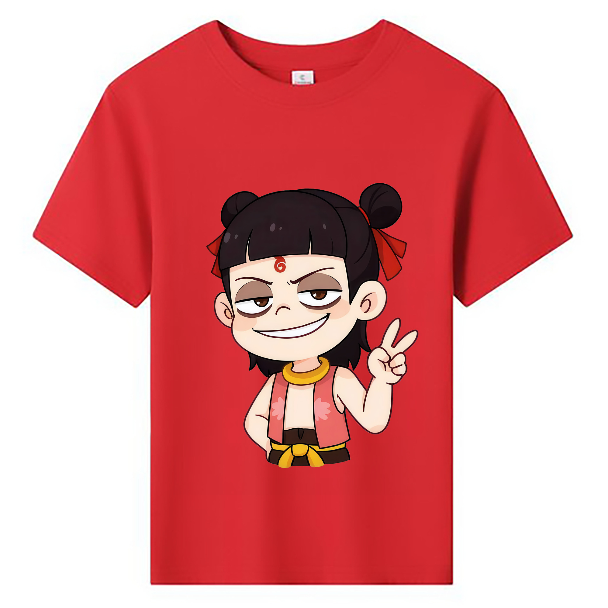（画像用） Ne Zha 2 ナタ 魔童の大暴れ 綿100％キッズTシャツ（フロントプリント）