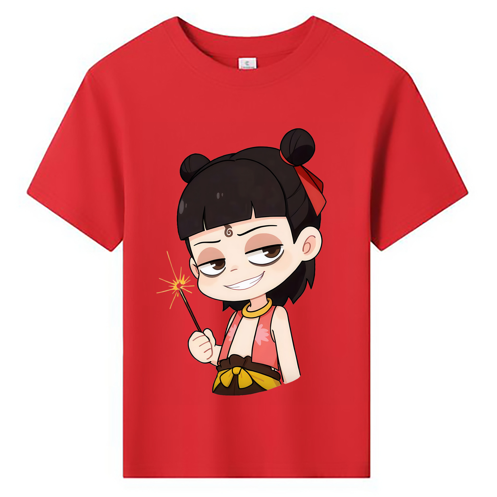 （画像用） Ne Zha 2 ナタ 魔童の大暴れ 綿100％キッズTシャツ（フロントプリント）