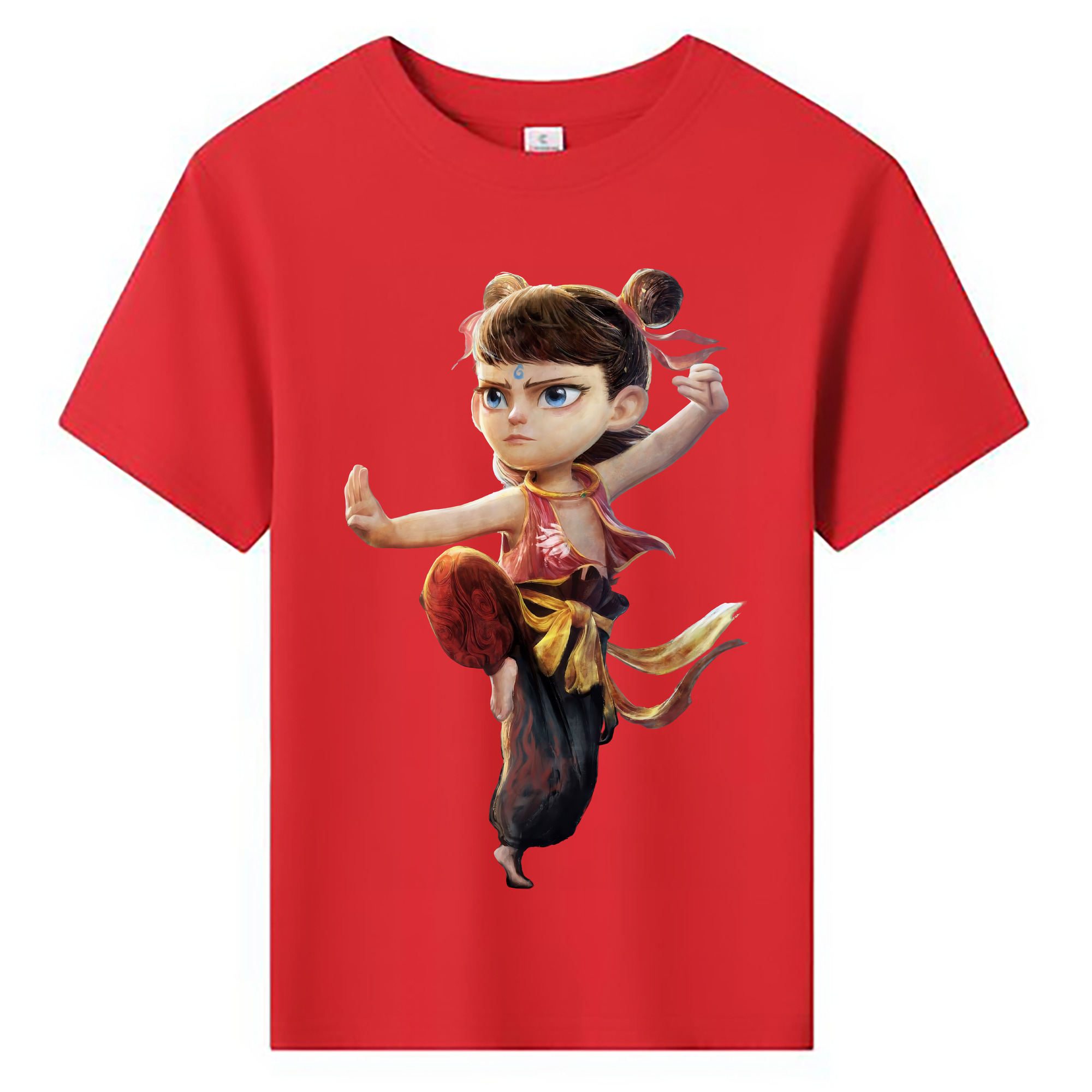 （画像用） Ne Zha 2 ナタ 魔童の大暴れ 綿100％キッズTシャツ（フロントプリント）