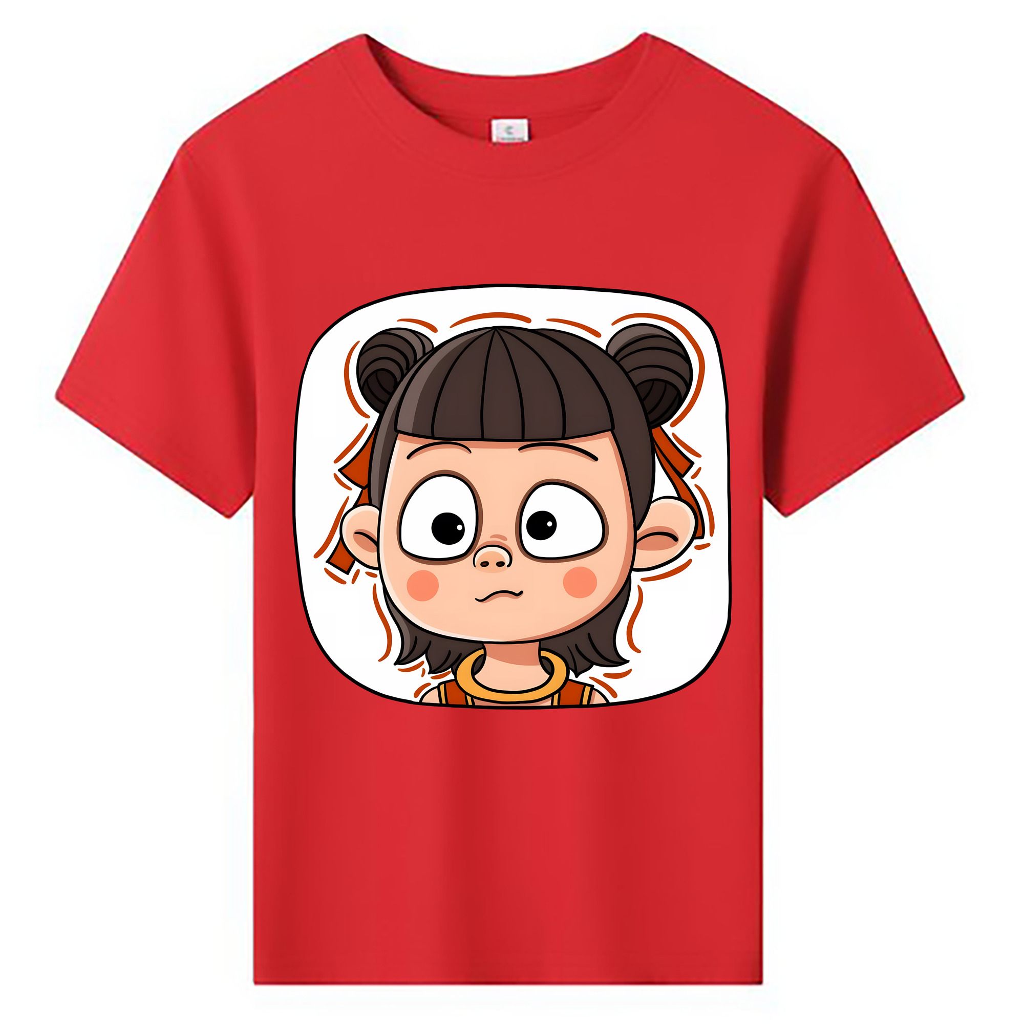 （画像用） Ne Zha 2 ナタ 魔童の大暴れ 綿100％キッズTシャツ（フロントプリント）