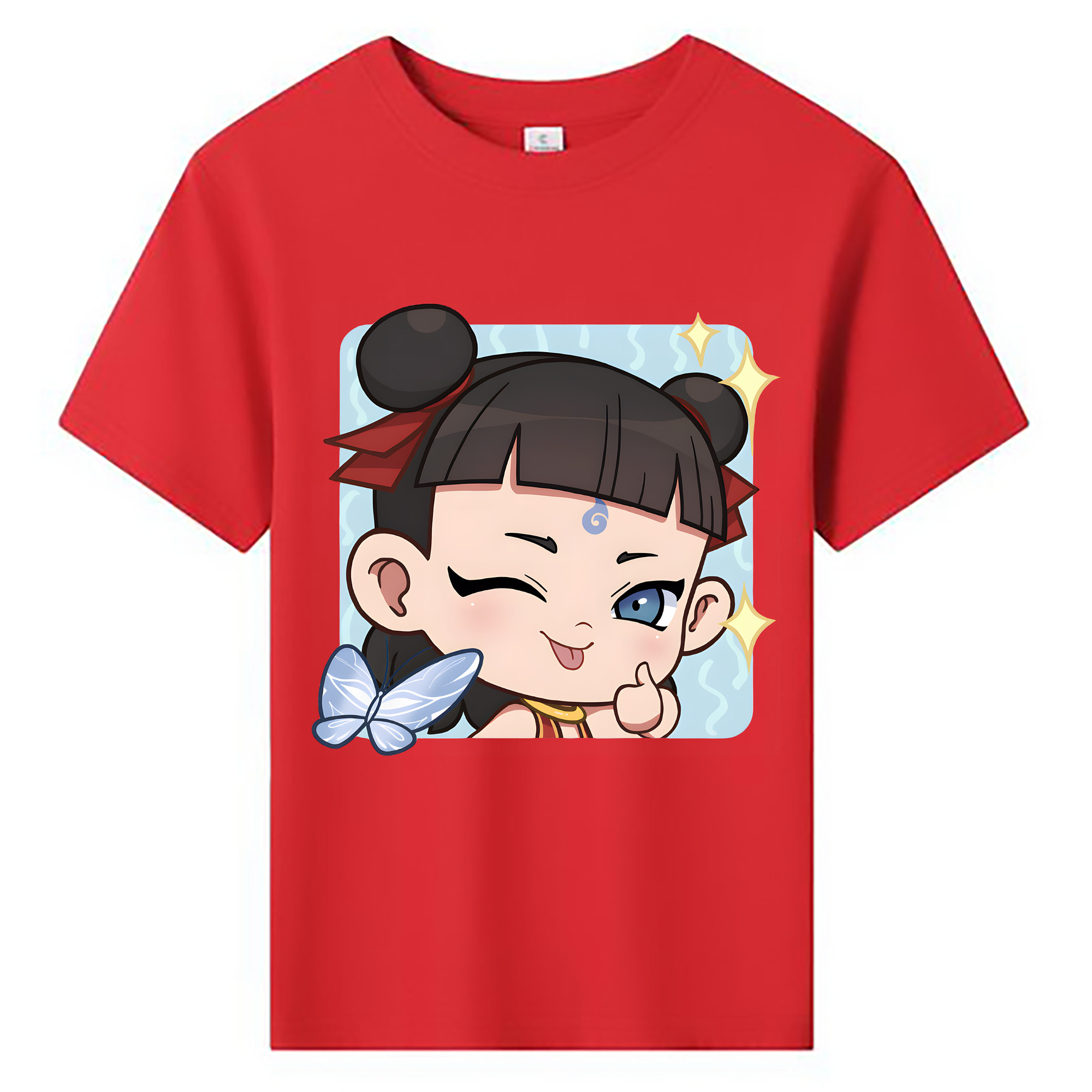 （画像用） Ne Zha 2 ナタ 魔童の大暴れ 綿100％キッズTシャツ（フロントプリント）