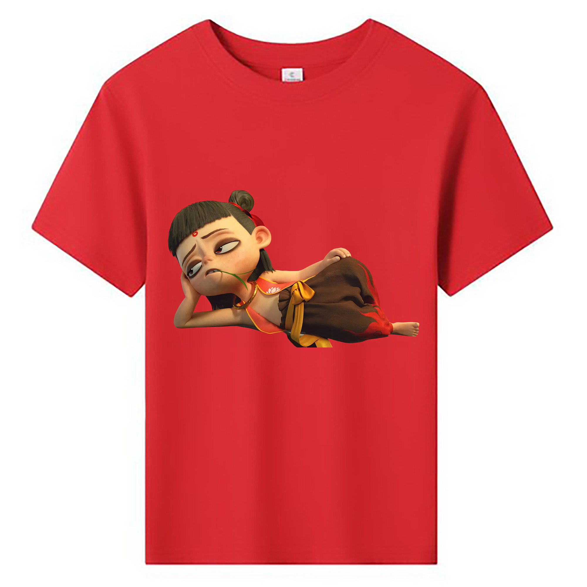 （画像用） Ne Zha 2 ナタ 魔童の大暴れ 綿100％キッズTシャツ（フロントプリント）