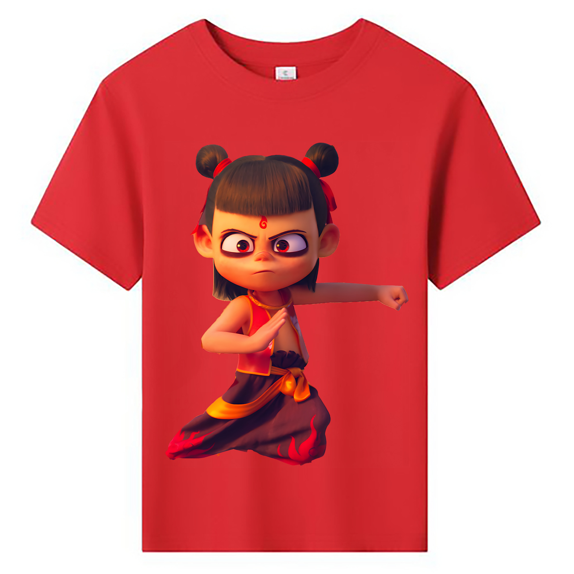 （画像用） Ne Zha 2 ナタ 魔童の大暴れ 綿100％キッズTシャツ（フロントプリント）
