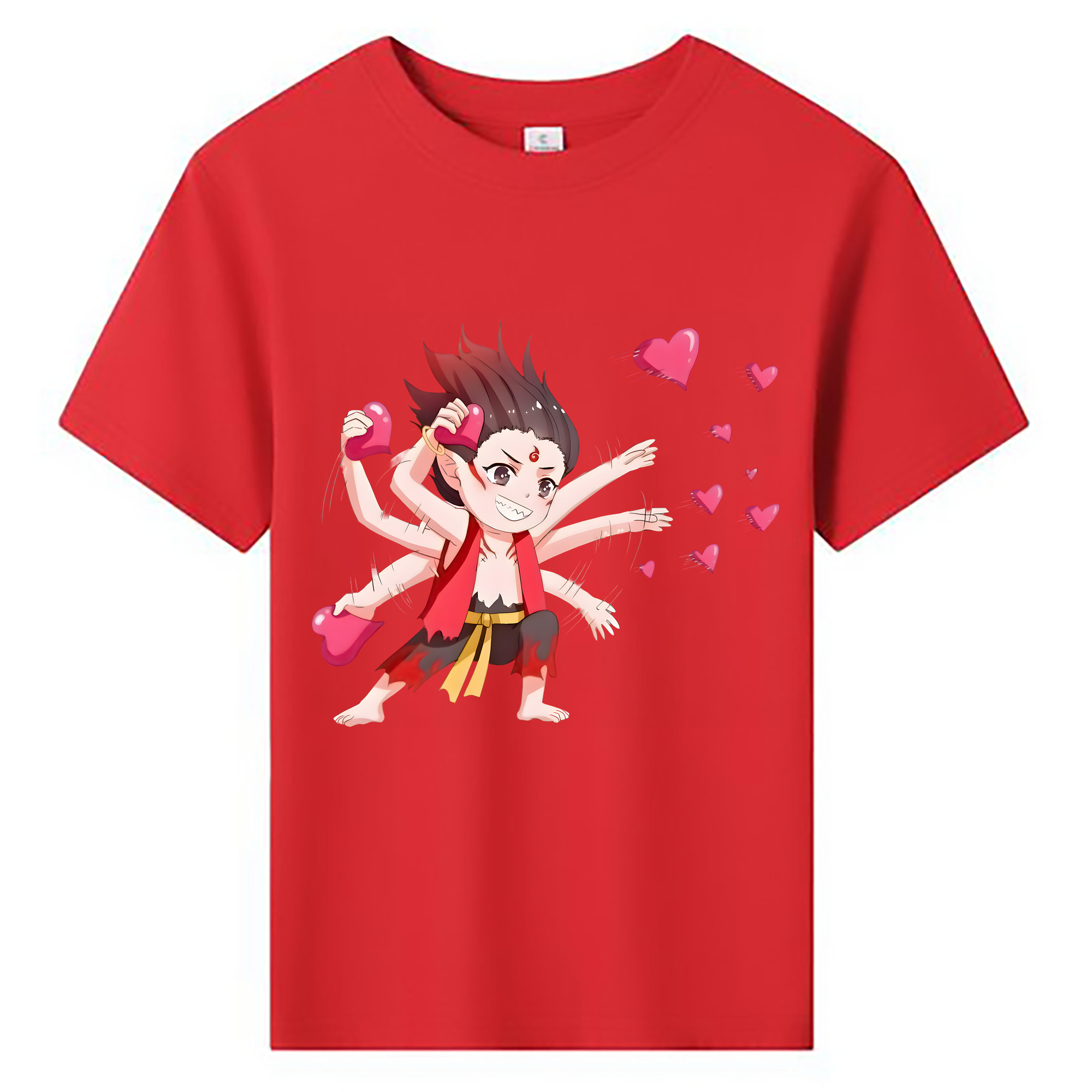 （画像用） Ne Zha 2 ナタ 魔童の大暴れ 綿100％キッズTシャツ（フロントプリント）