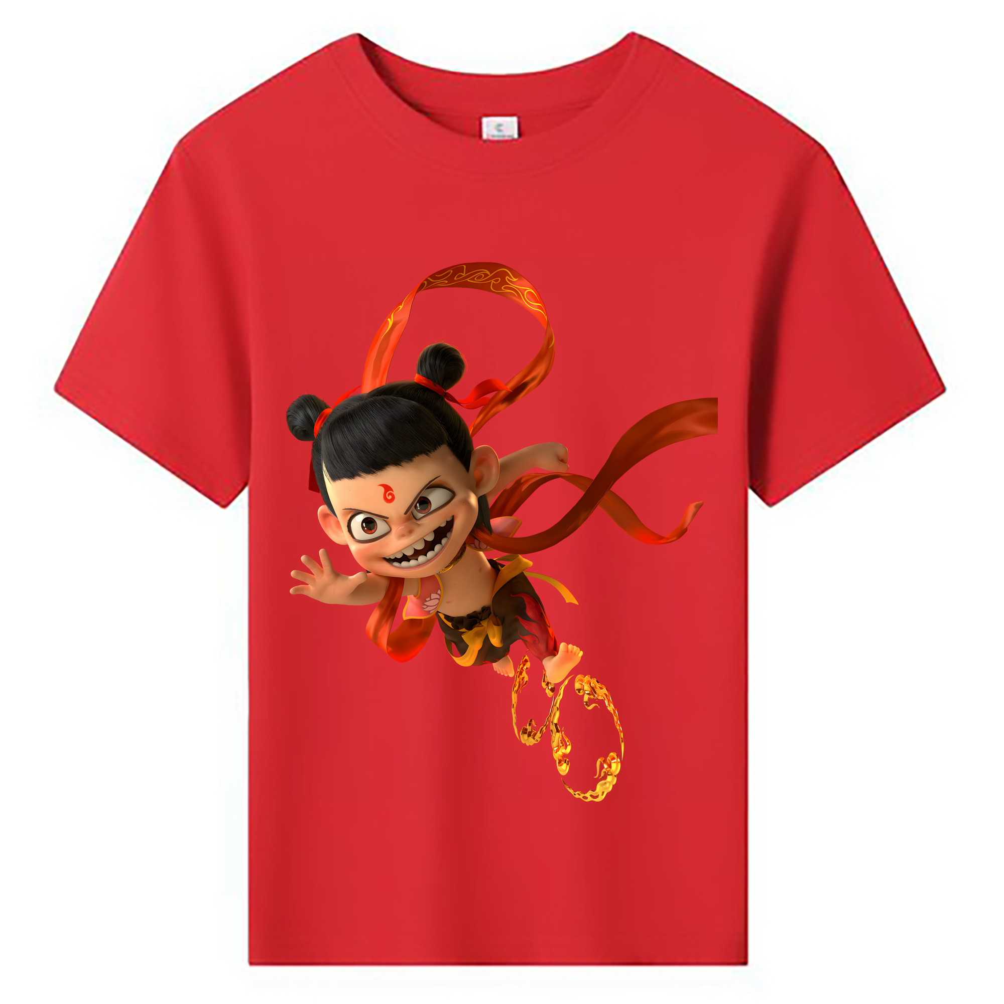 （画像用） Ne Zha 2 ナタ 魔童の大暴れ 綿100％キッズTシャツ（フロントプリント）
