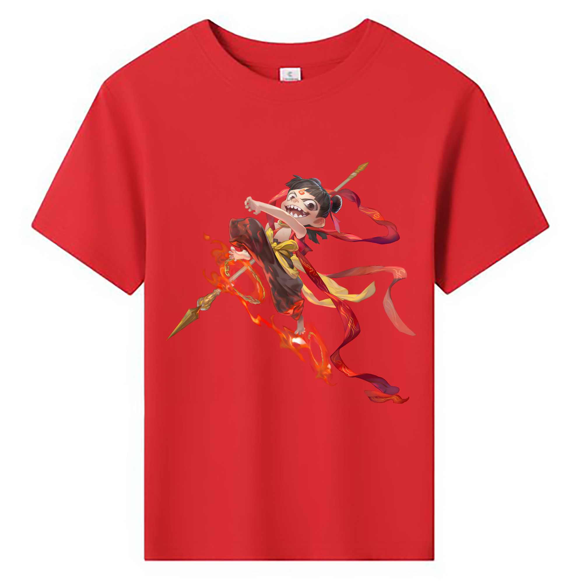 （画像用） Ne Zha 2 ナタ 魔童の大暴れ 綿100％キッズTシャツ（フロントプリント）
