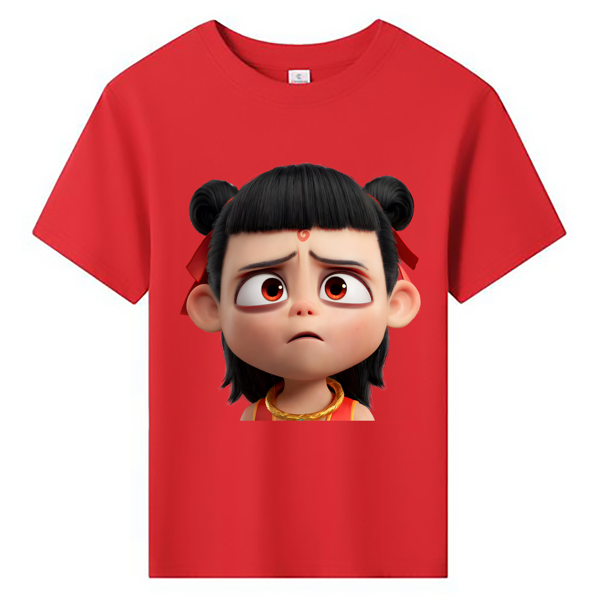 （画像用） Ne Zha 2 ナタ 魔童の大暴れ 綿100％キッズTシャツ（フロントプリント）