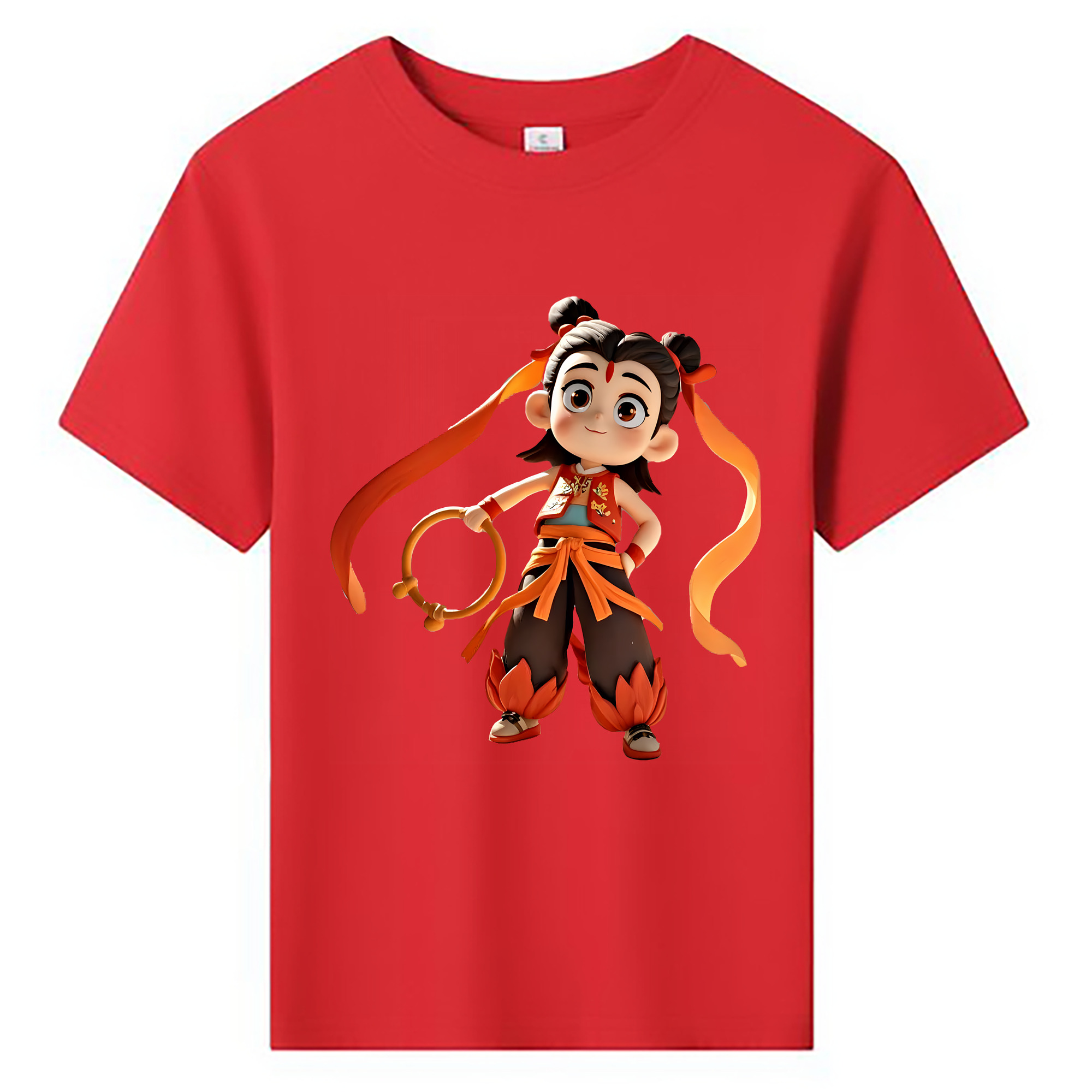 （画像用） Ne Zha 2 ナタ 魔童の大暴れ 綿100％キッズTシャツ（フロントプリント）