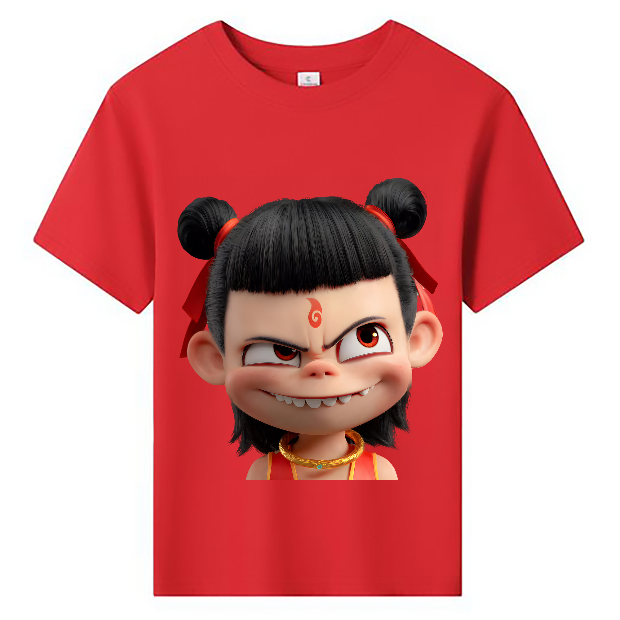 （画像用） Ne Zha 2 ナタ 魔童の大暴れ 綿100％キッズTシャツ（フロントプリント）