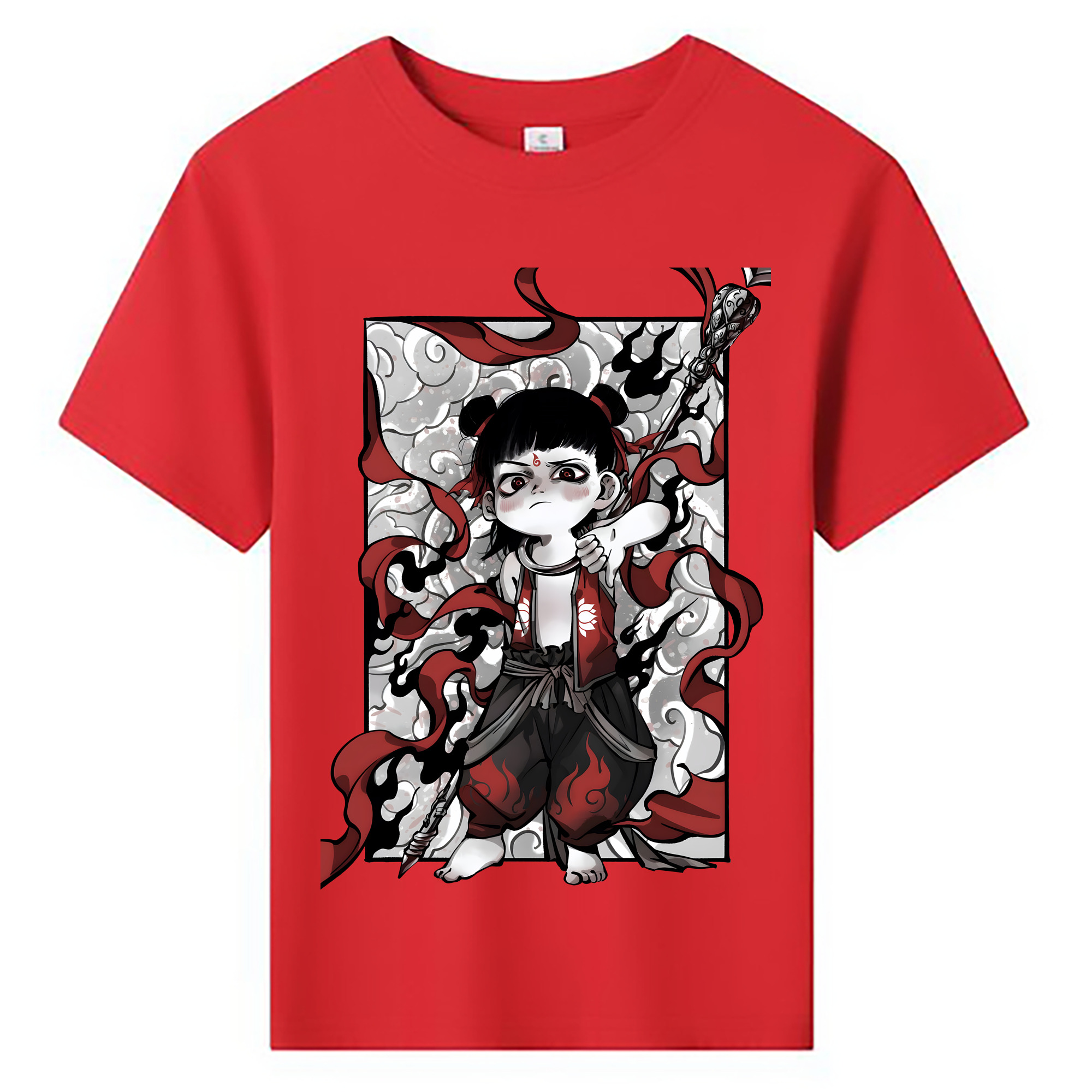 （画像用） Ne Zha 2 ナタ 魔童の大暴れ 綿100％キッズTシャツ（フロントプリント）