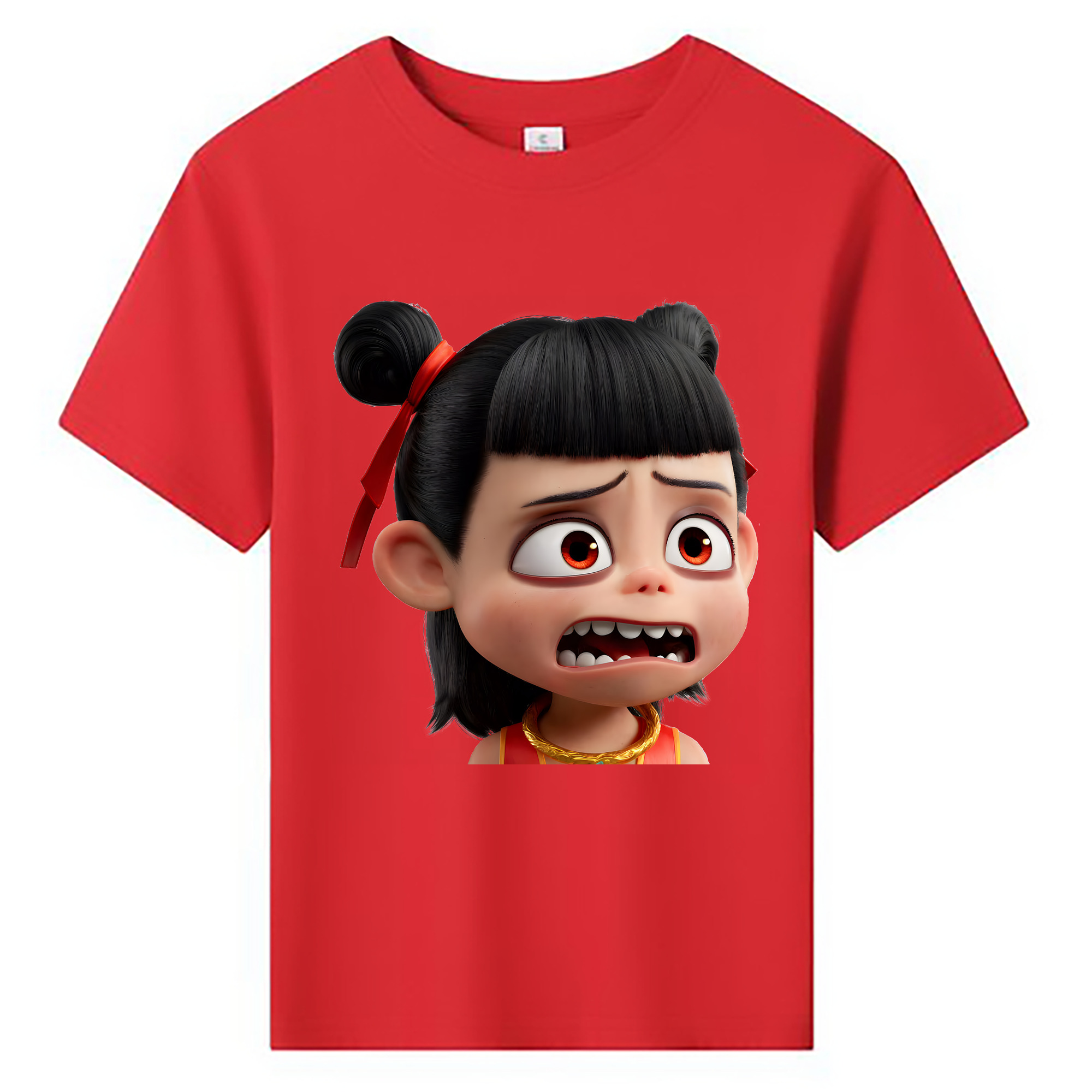（画像用） Ne Zha 2 ナタ 魔童の大暴れ 綿100％キッズTシャツ（フロントプリント）
