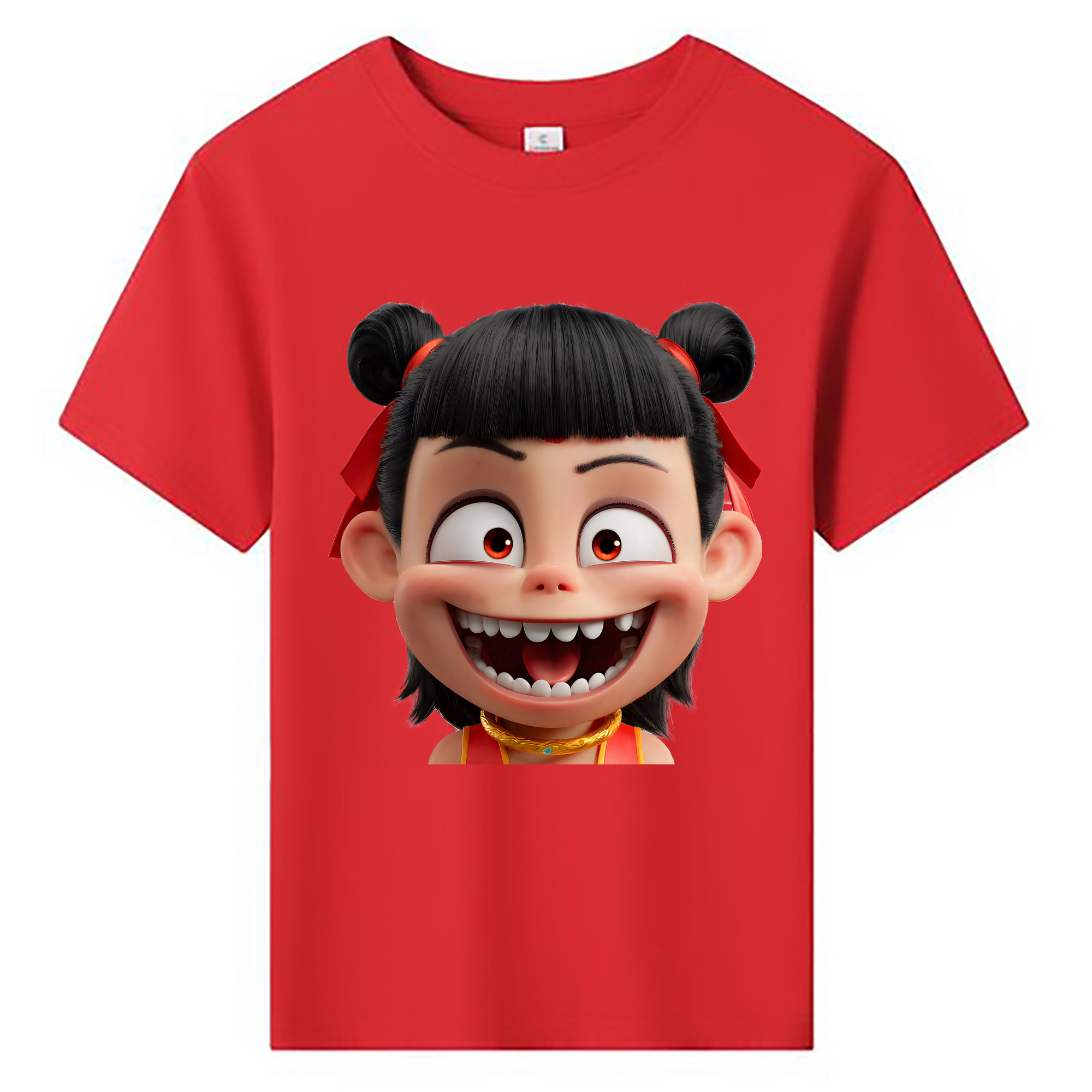 （画像用） Ne Zha 2 ナタ 魔童の大暴れ 綿100％キッズTシャツ（フロントプリント）