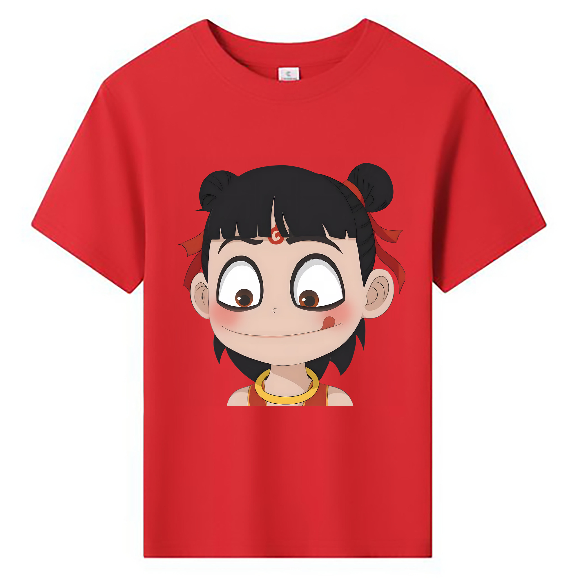 （画像用） Ne Zha 2 ナタ 魔童の大暴れ 綿100％キッズTシャツ（フロントプリント）
