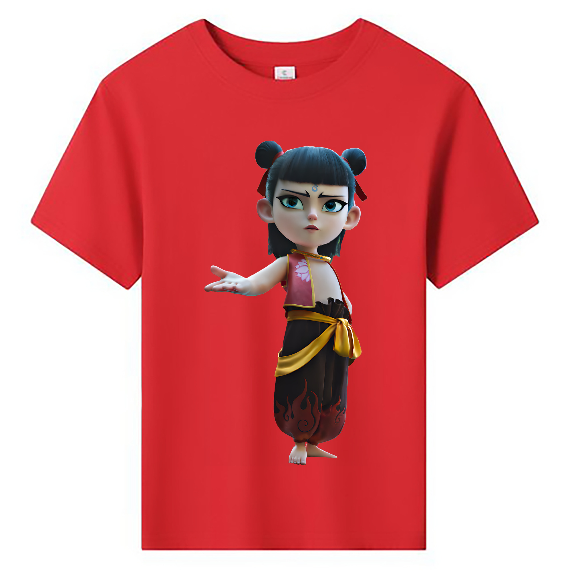 （画像用） Ne Zha 2 ナタ 魔童の大暴れ 綿100％キッズTシャツ（フロントプリント）