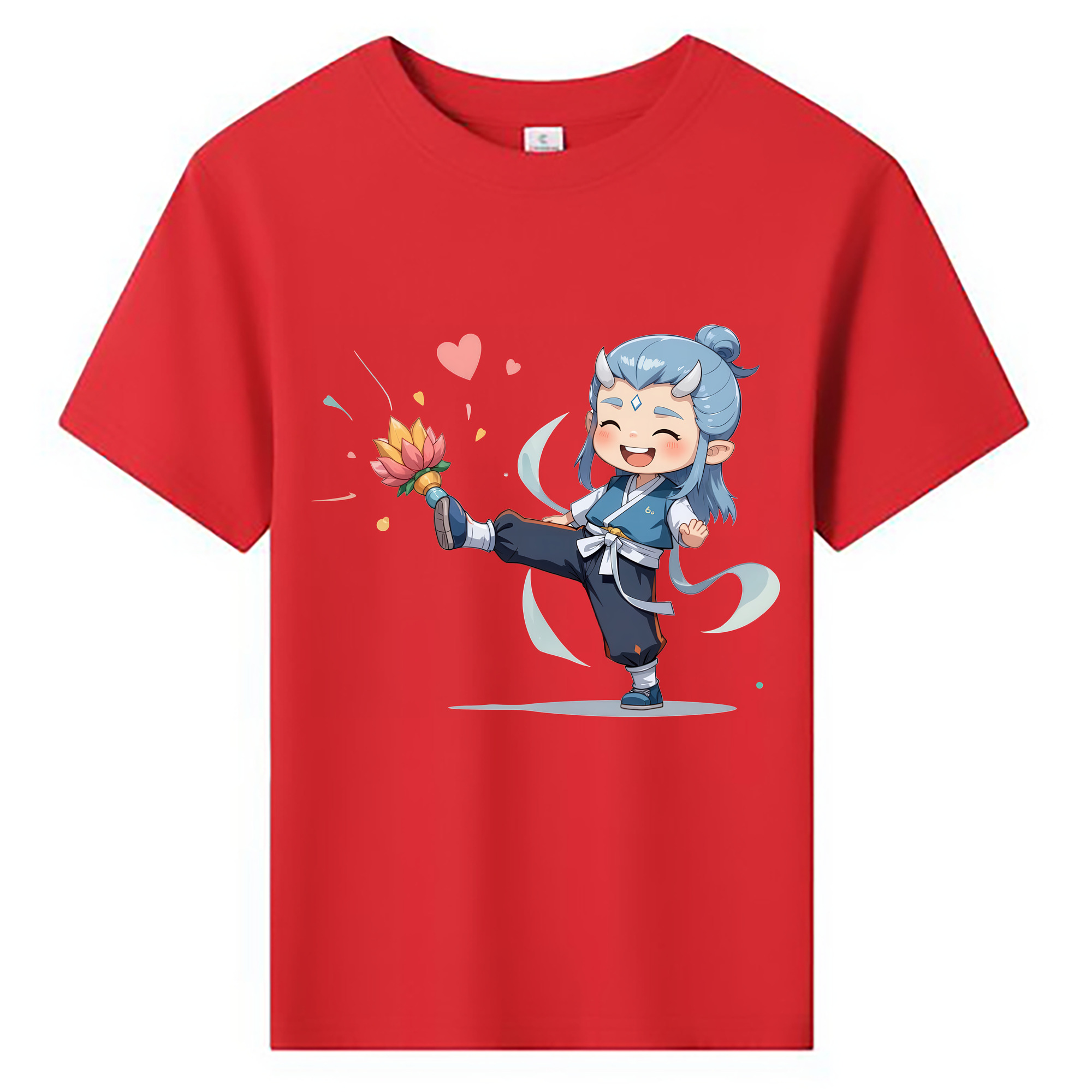 （画像用） Ne Zha 2 ナタ 魔童の大暴れ 綿100％キッズTシャツ（フロントプリント）