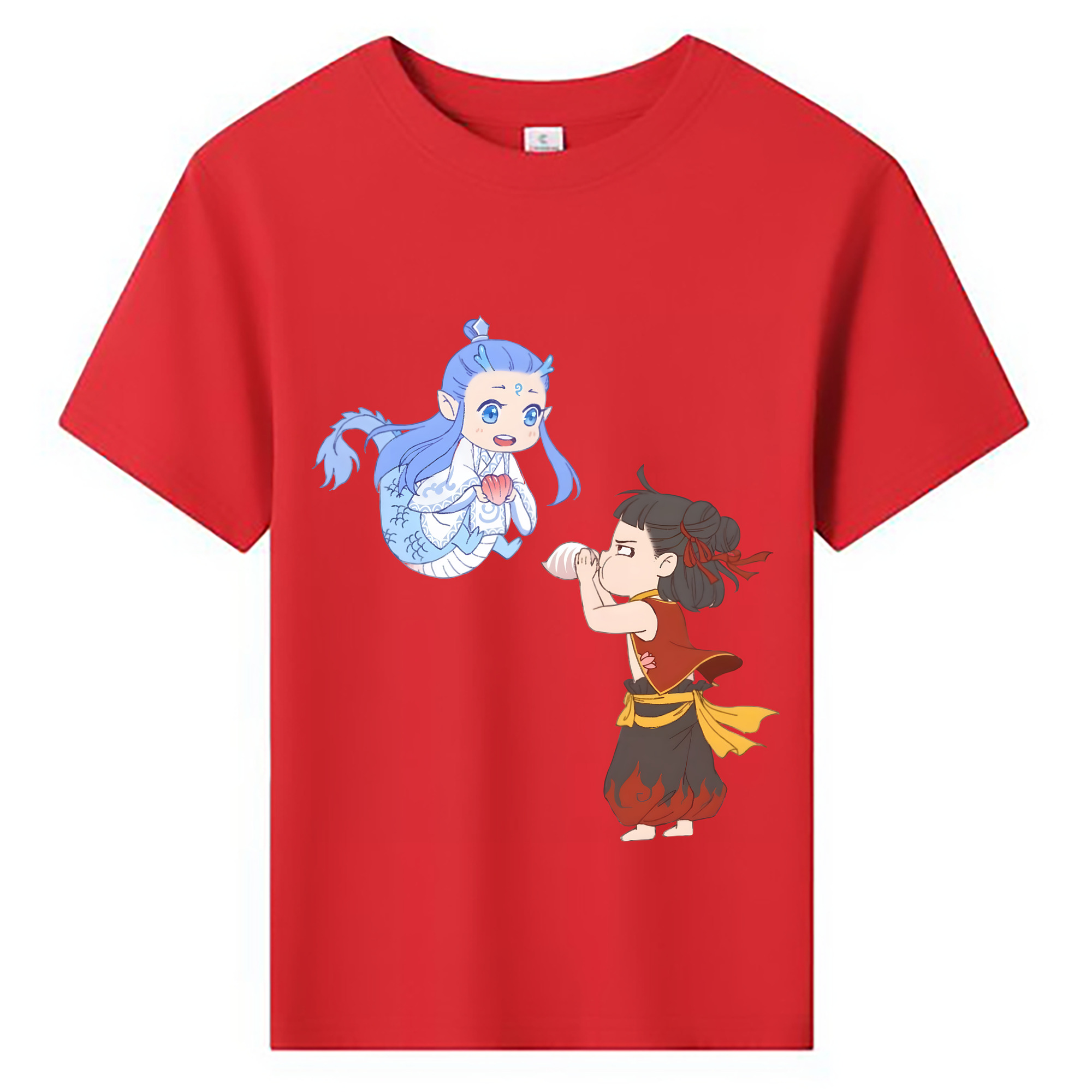 （画像用） Ne Zha 2 ナタ 魔童の大暴れ 綿100％キッズTシャツ（フロントプリント）