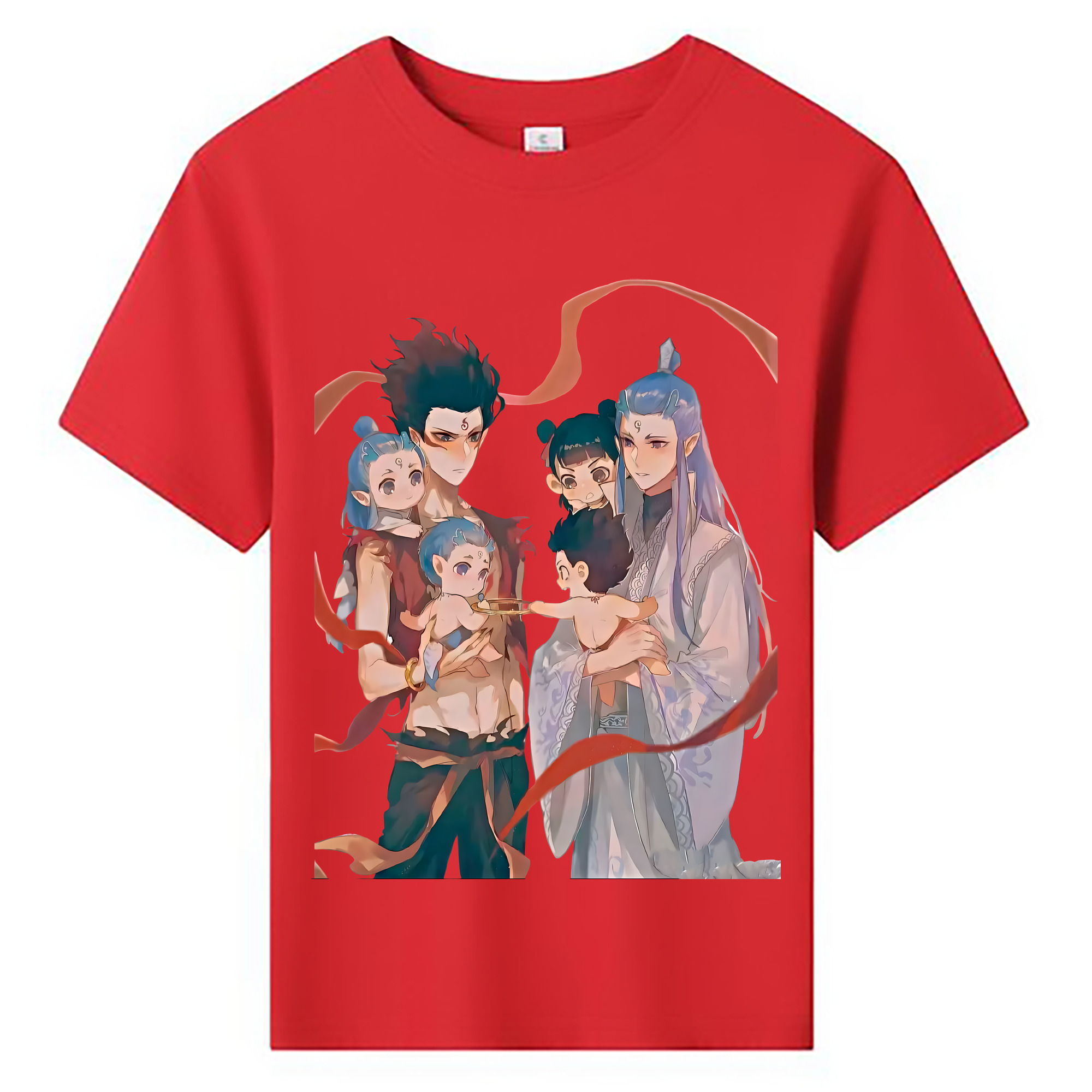 （画像用） Ne Zha 2 ナタ 魔童の大暴れ 綿100％キッズTシャツ（フロントプリント）
