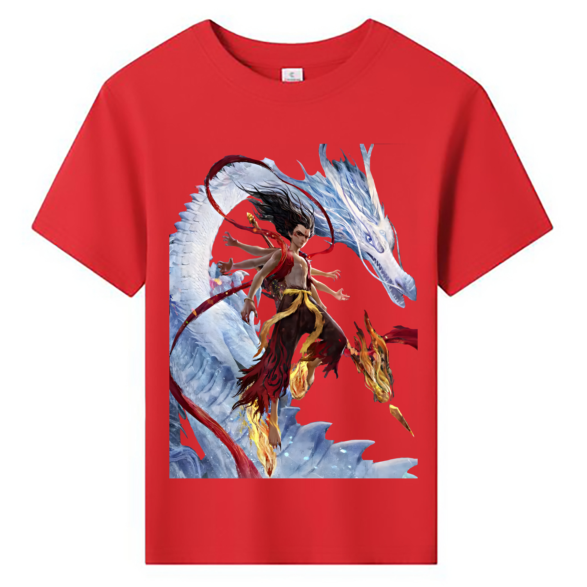 （画像用） Ne Zha 2 ナタ 魔童の大暴れ 綿100％キッズTシャツ（フロントプリント）