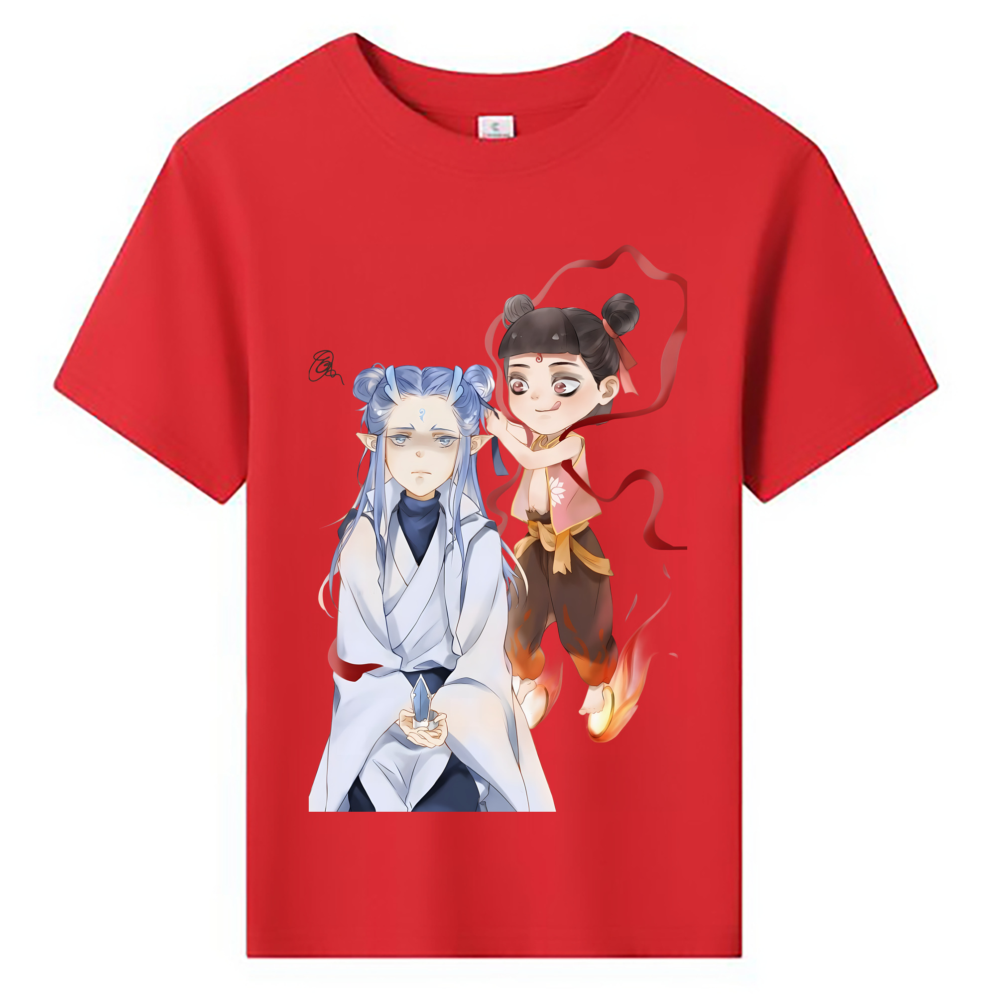 （画像用） Ne Zha 2 ナタ 魔童の大暴れ 綿100％キッズTシャツ（フロントプリント）