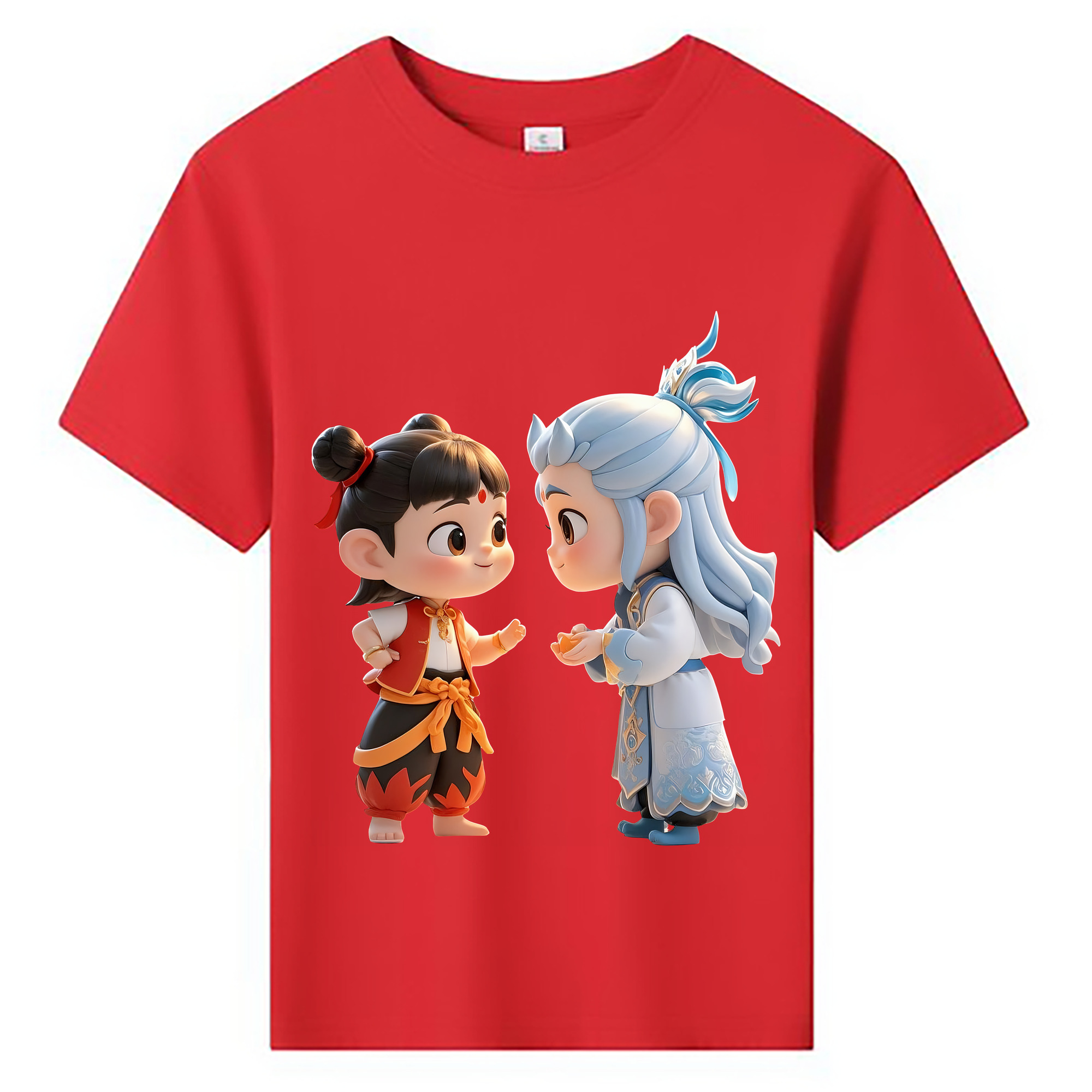 （画像用） Ne Zha 2 ナタ 魔童の大暴れ 綿100％キッズTシャツ（フロントプリント）
