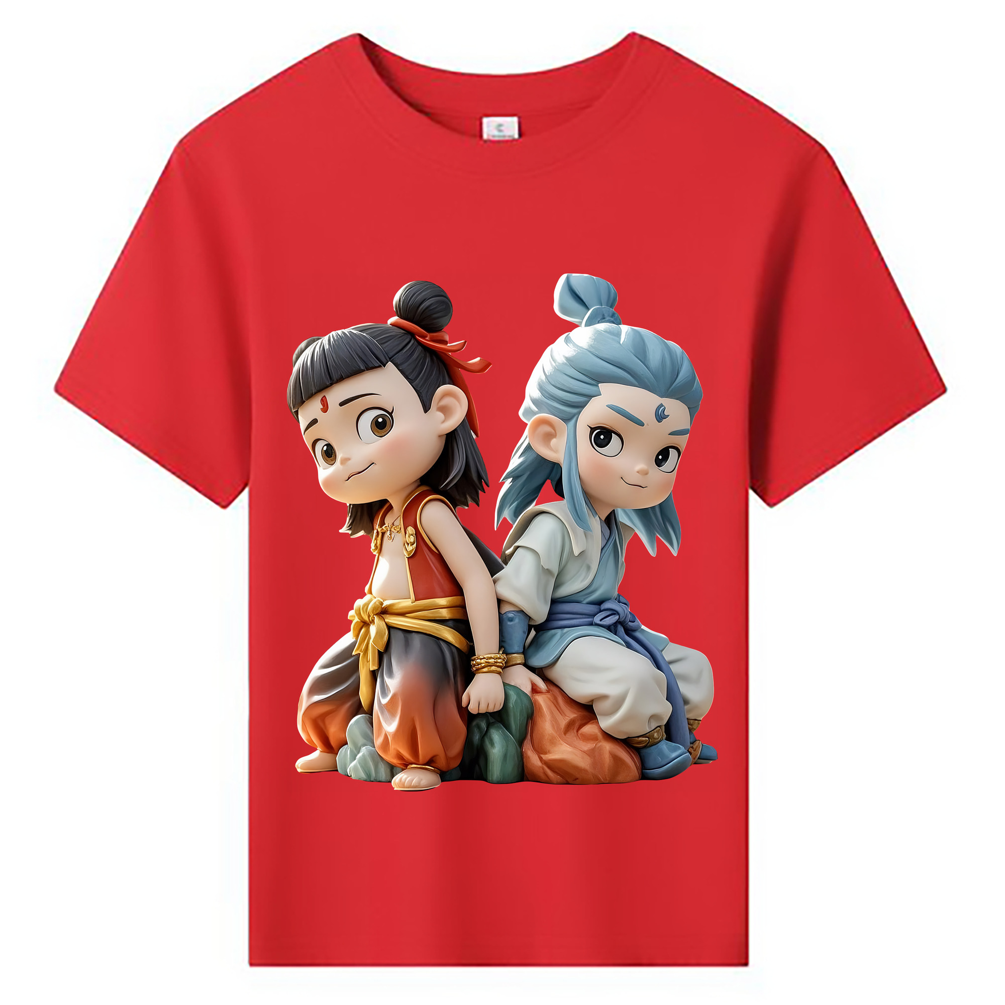 （画像用） Ne Zha 2 ナタ 魔童の大暴れ 綿100％キッズTシャツ（フロントプリント）