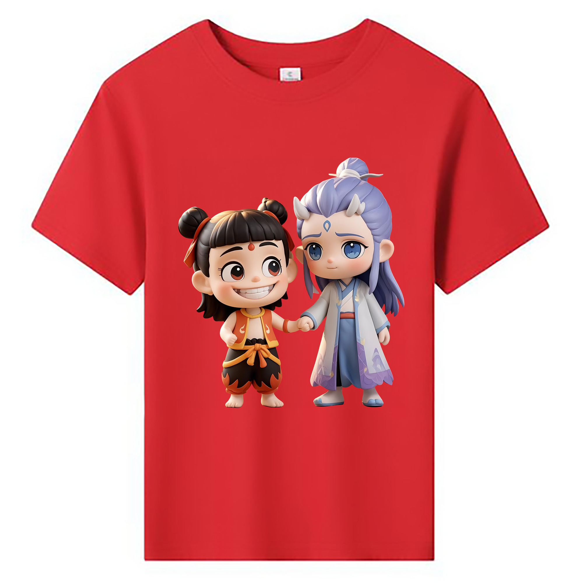 （画像用） Ne Zha 2 ナタ 魔童の大暴れ 綿100％キッズTシャツ（フロントプリント）